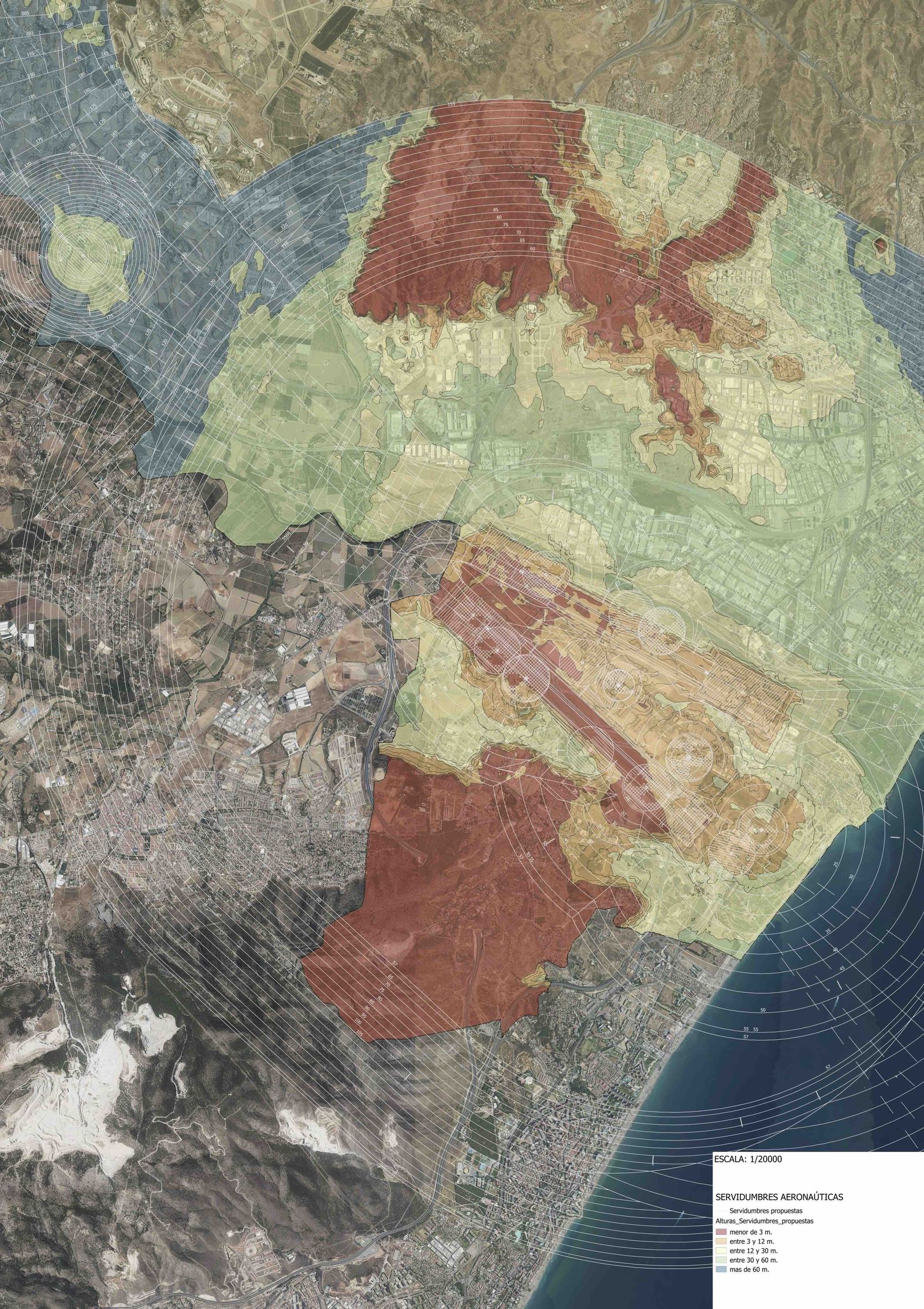 Mapa de las servidumbres del aeropuerto de Málaga