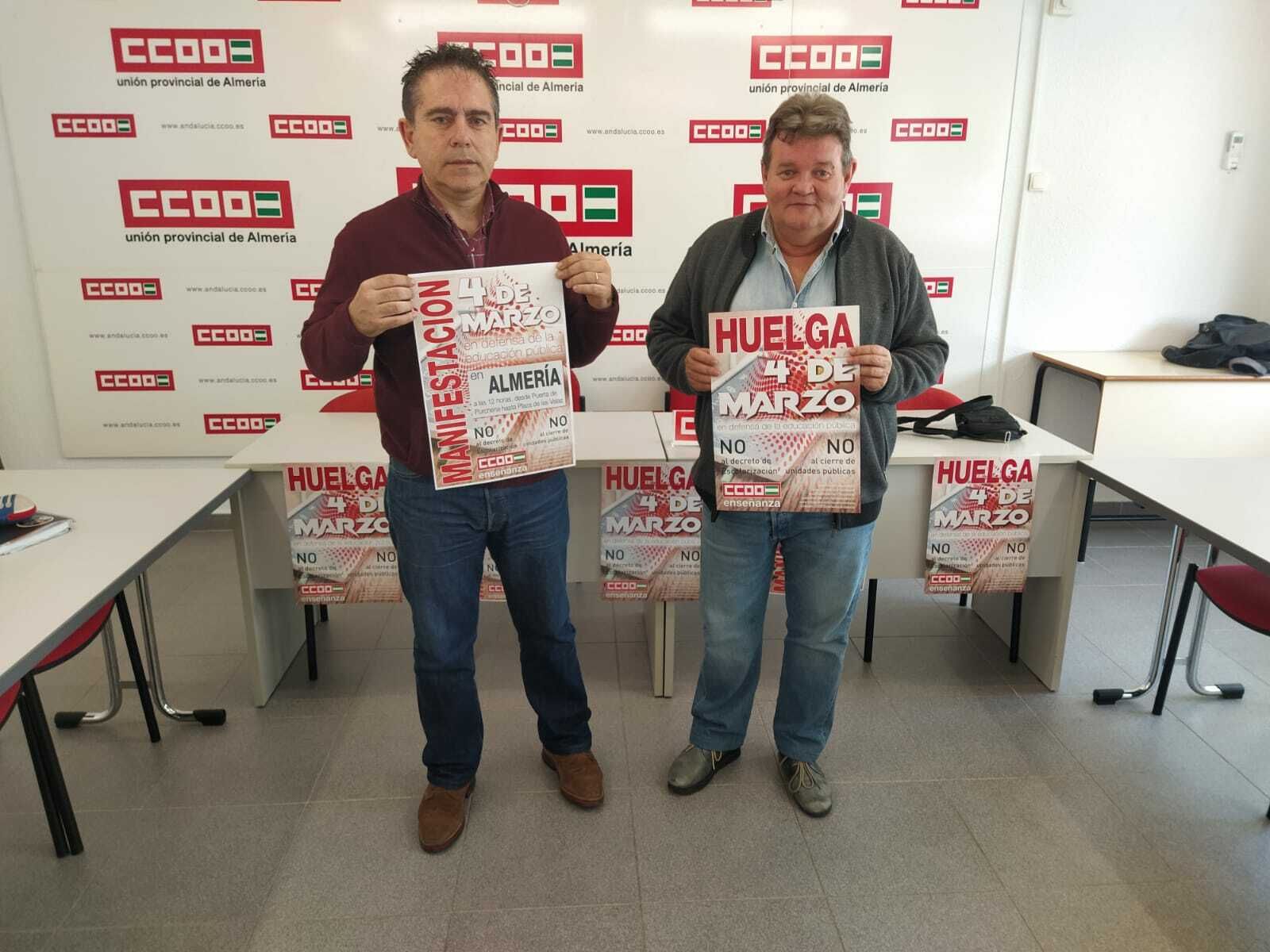 CCOO llama a la comunidad educativa de Almería secundar la huelga hoy