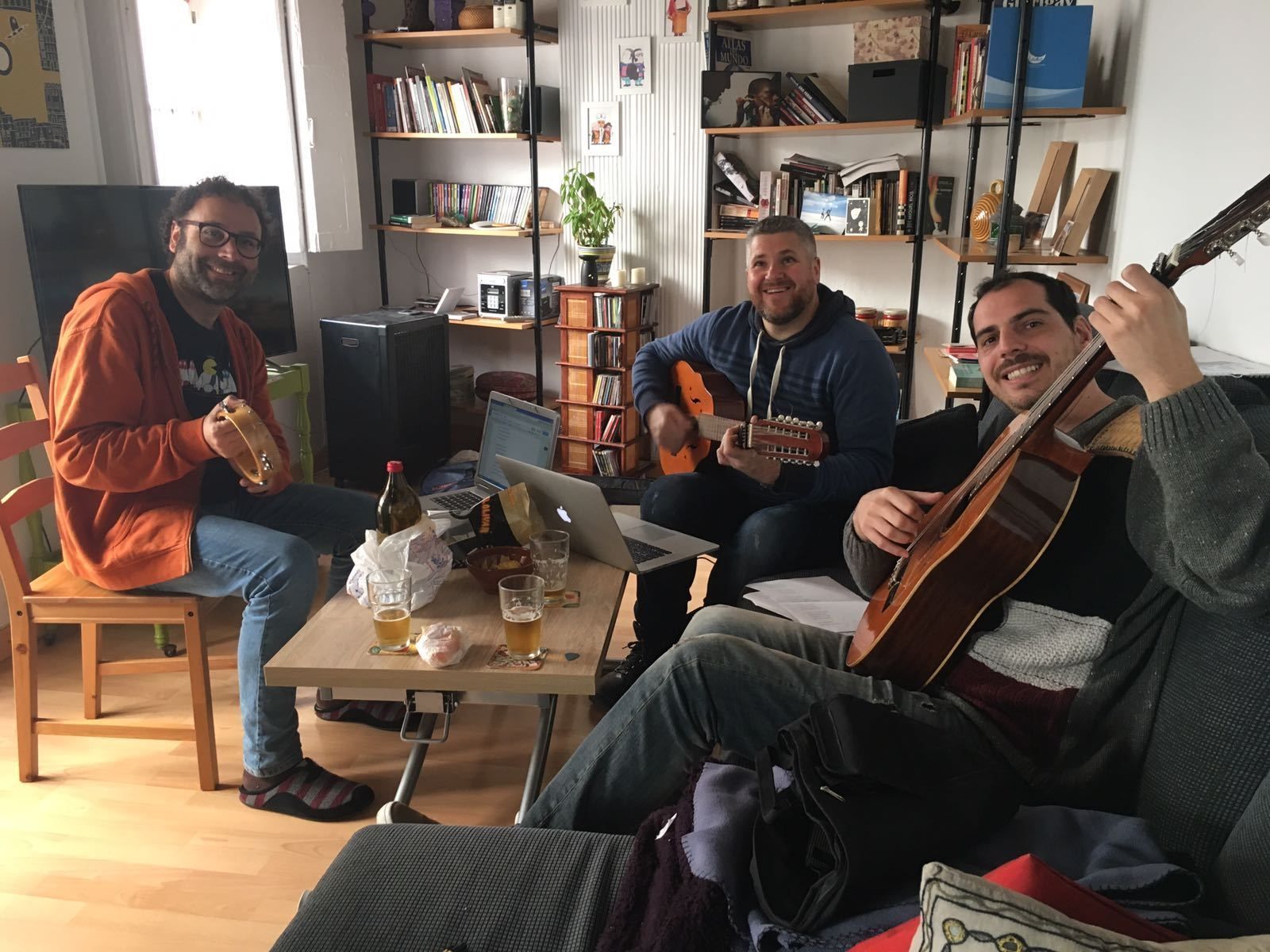 David Medina, Andrés Ramírez y Abraham Andrade, durante un ensayo.
