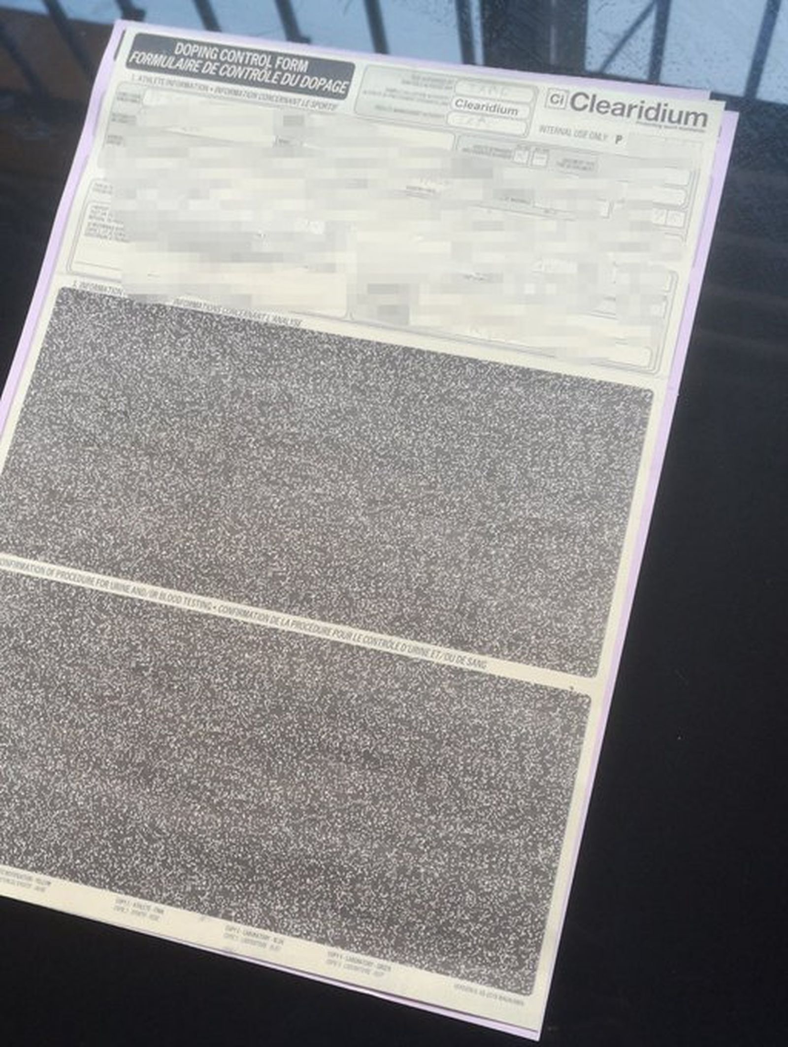 Formulario del control antidopaje que la atleta colgó en su cuenta de Twitter