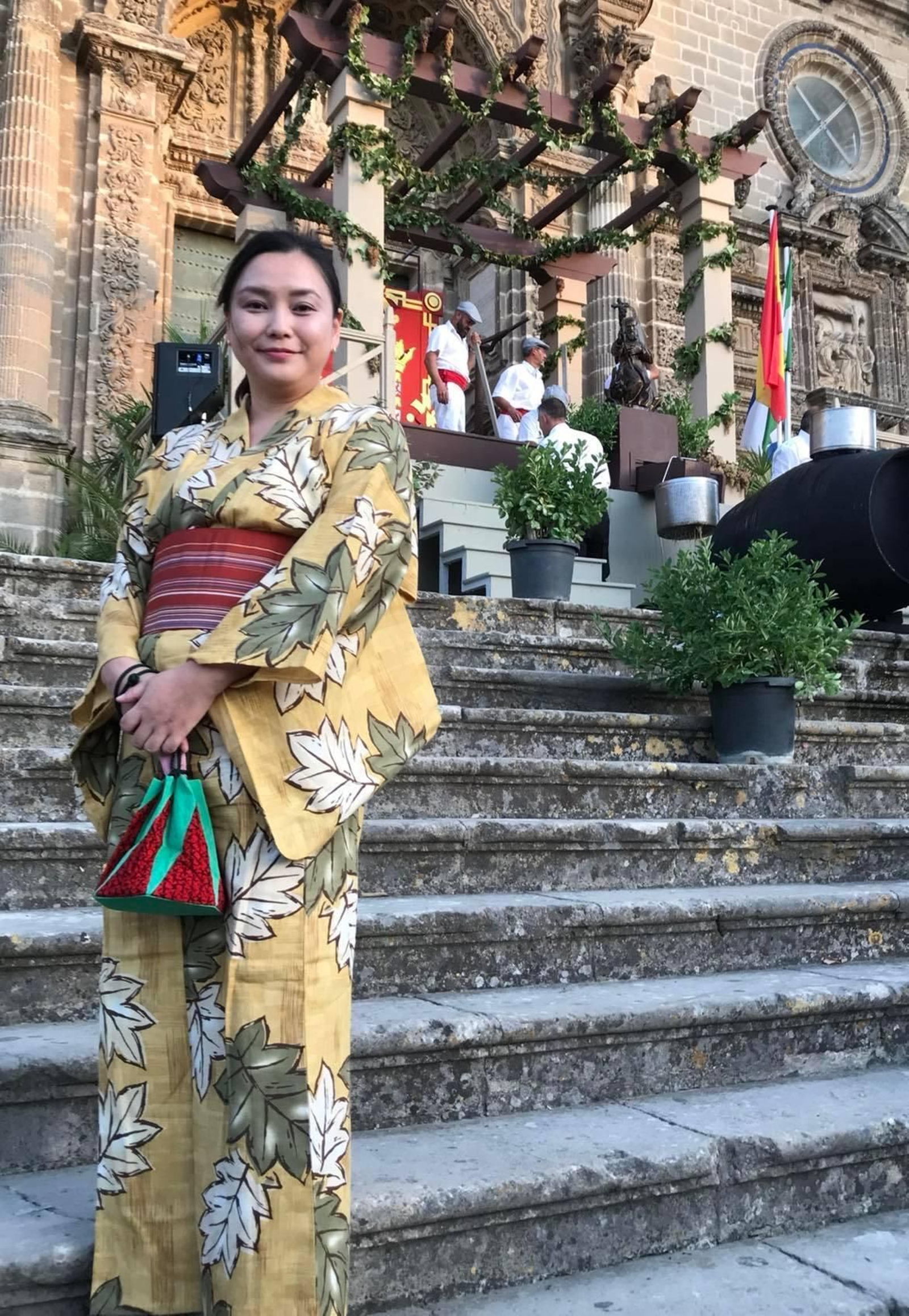 Luciendo el kimono en la Fiesta de la Vendimia.