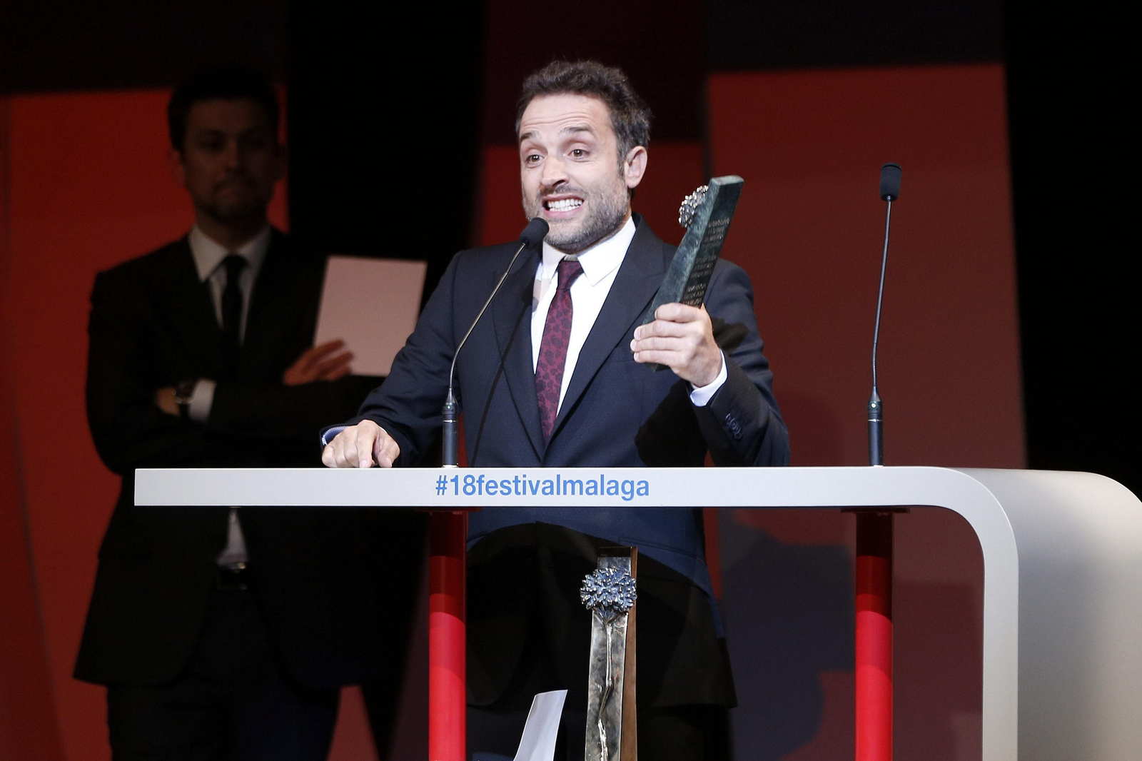 Daniel Guzmán al recibir la Biznaga de Oro en el Festival de Málaga de 2015.