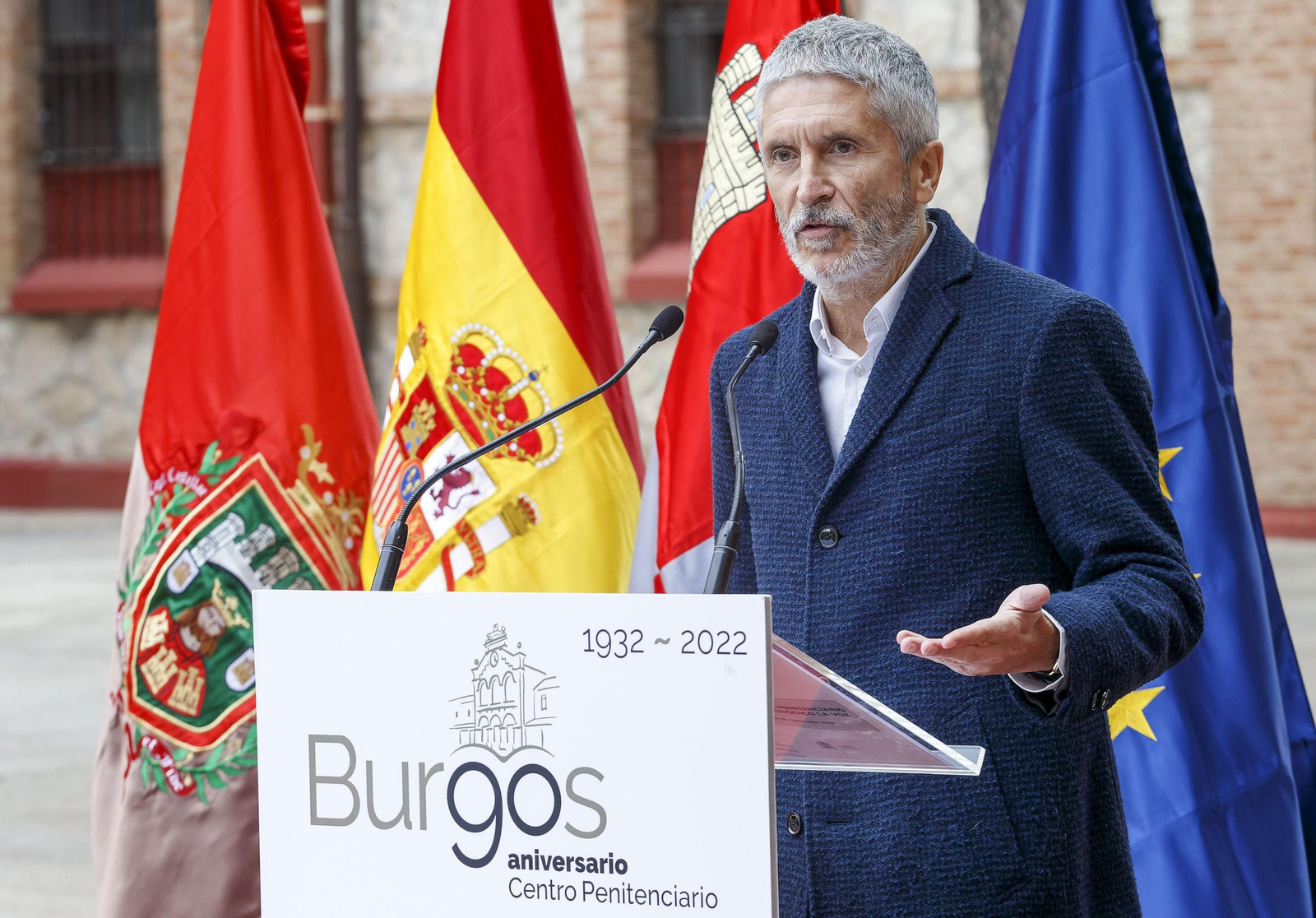 El ministro del Interior, Fernando Grande-Marlaska, presenta en la prisión de Burgos un estudio sobre reincidencia.