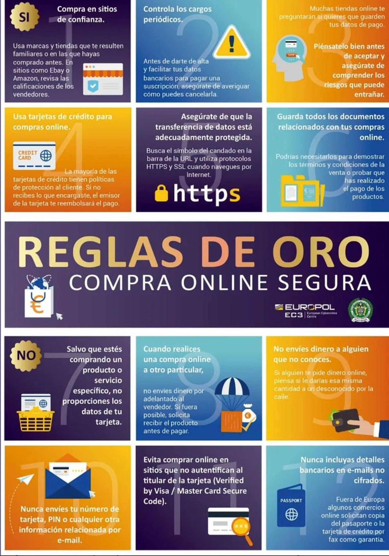 Reglas de oro para compras online seguras.