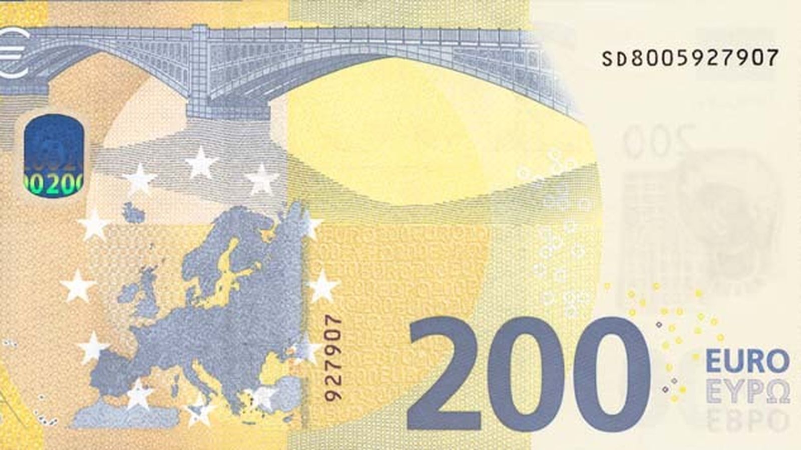Reverso del billete de 200 euros