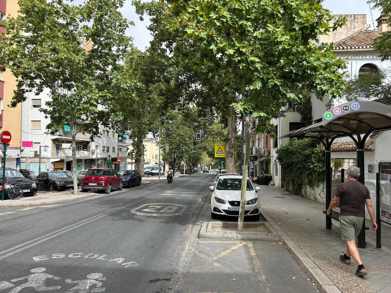 Un vecino camina por Avenida Cervantes esta mañana.