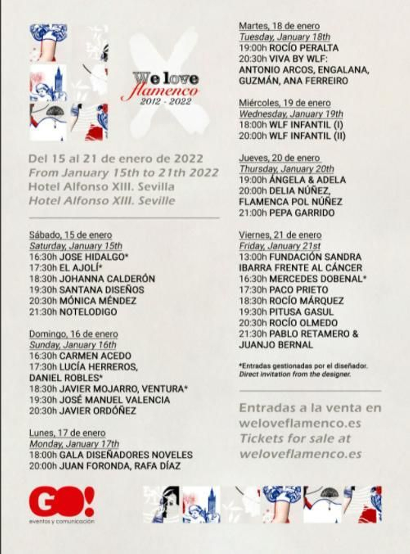 Calendario de la X edicón de We Love Flamenco.