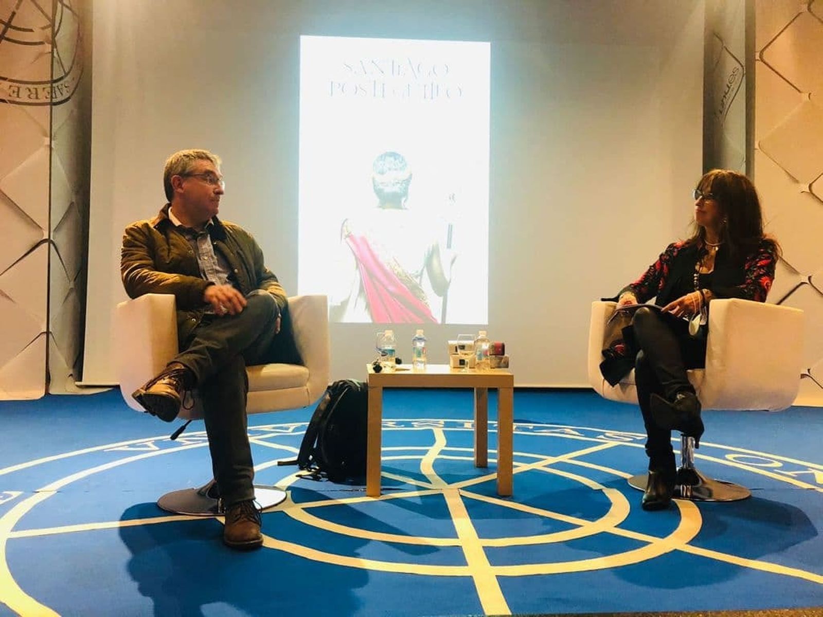 Santiago Posteguillo durante su intervención en la Universidad de Huelva.