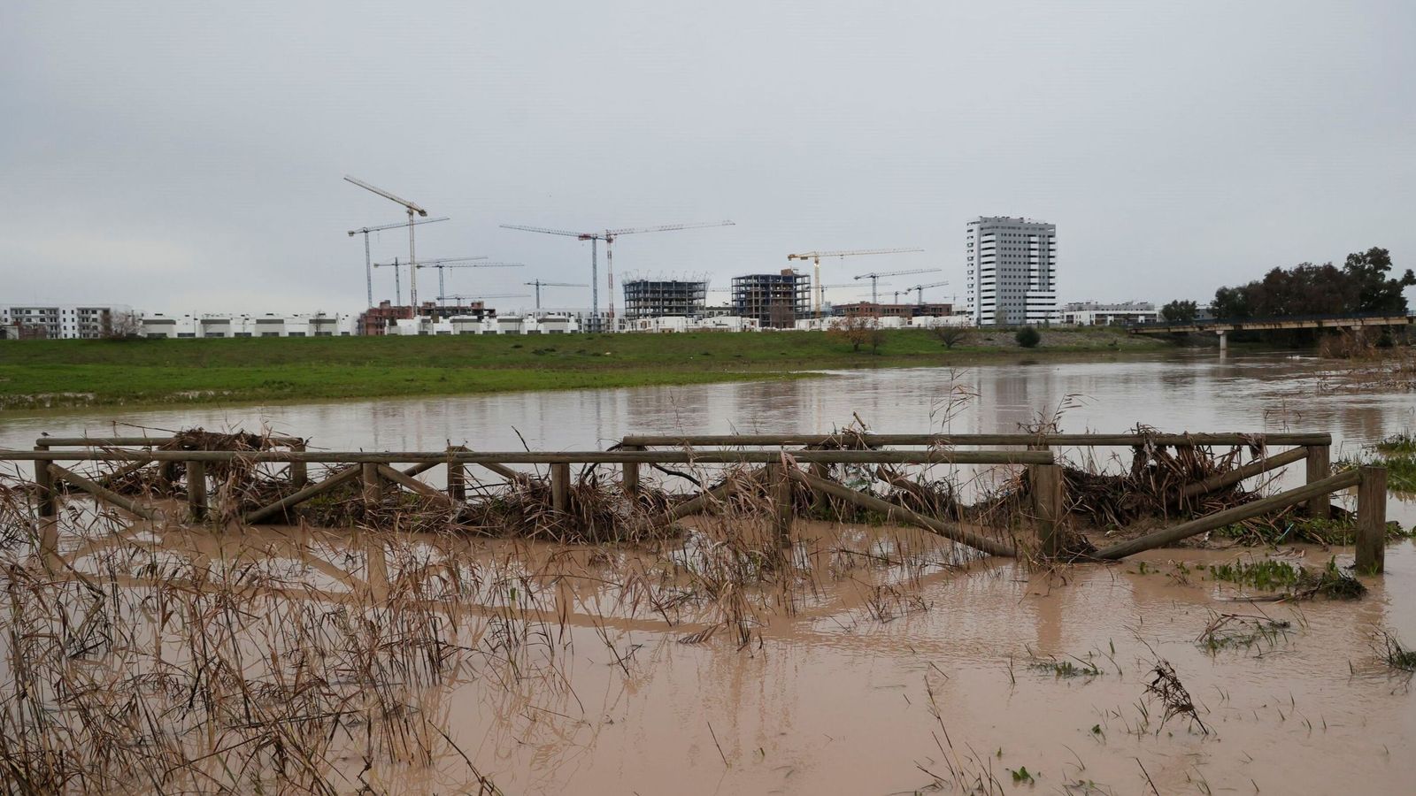 El río Guadaíra, este martes en Sevilla.