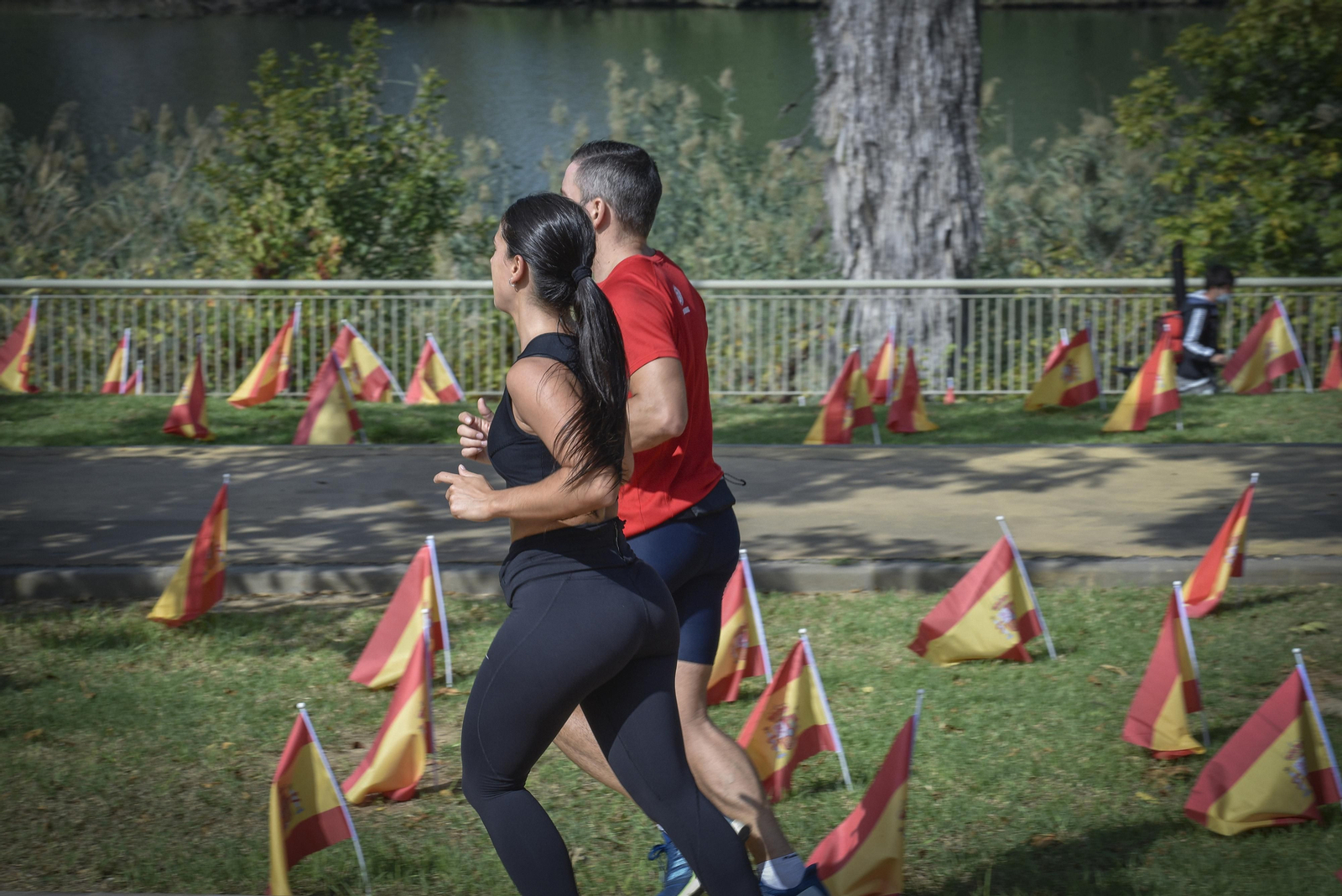 Víctimas del Coronavirus: 53.000 banderas de España junto al río