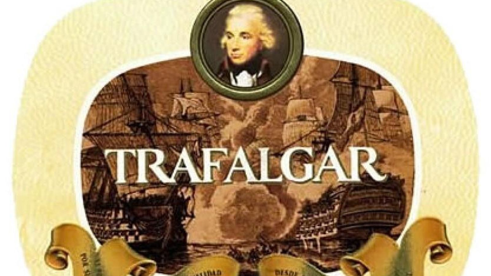 Cuadro de la batalla de Trafalgar, y retrato de Nelson para el brandy de J.M. Rivero.