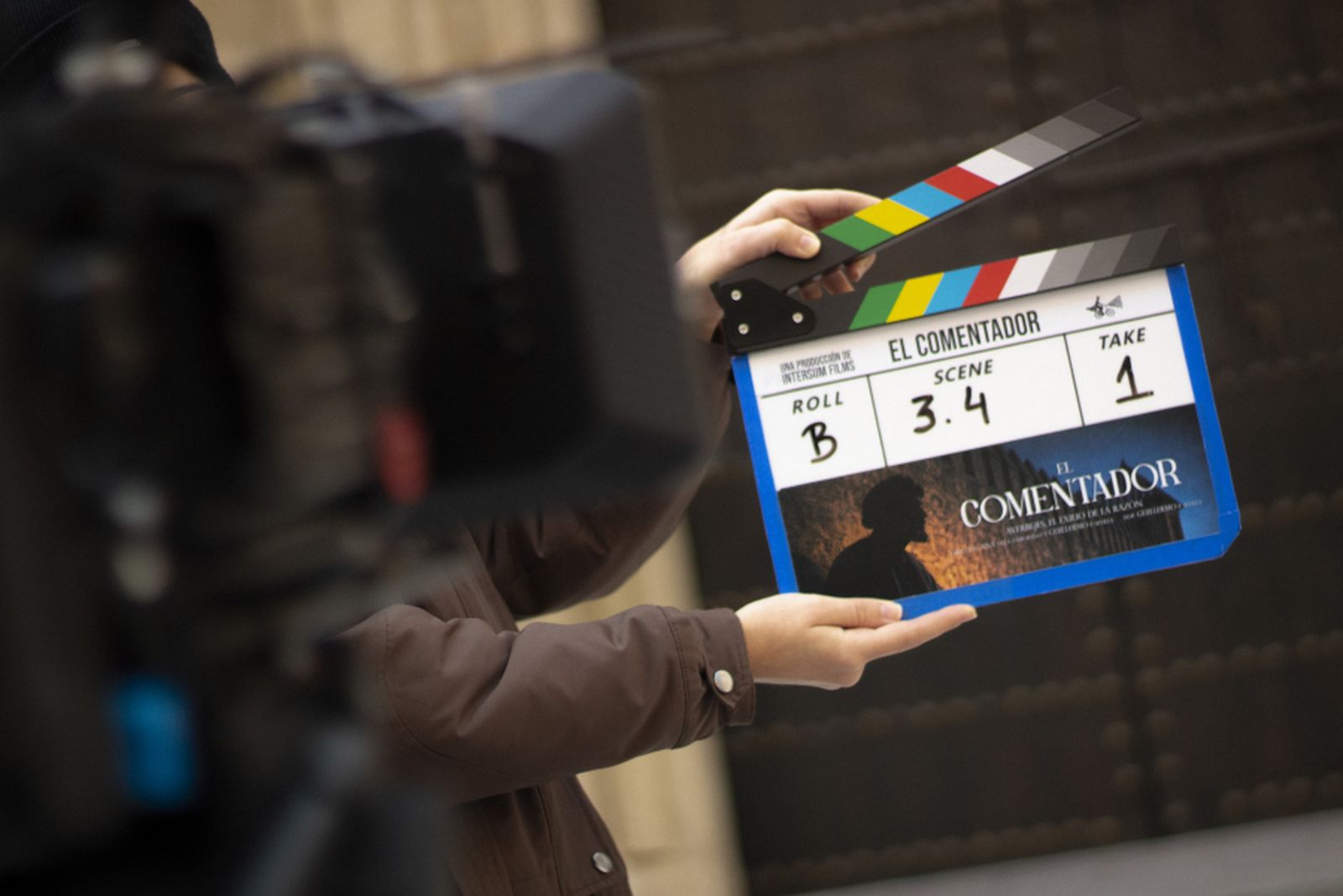 Claqueta del rodaje de 'El Comentador'.