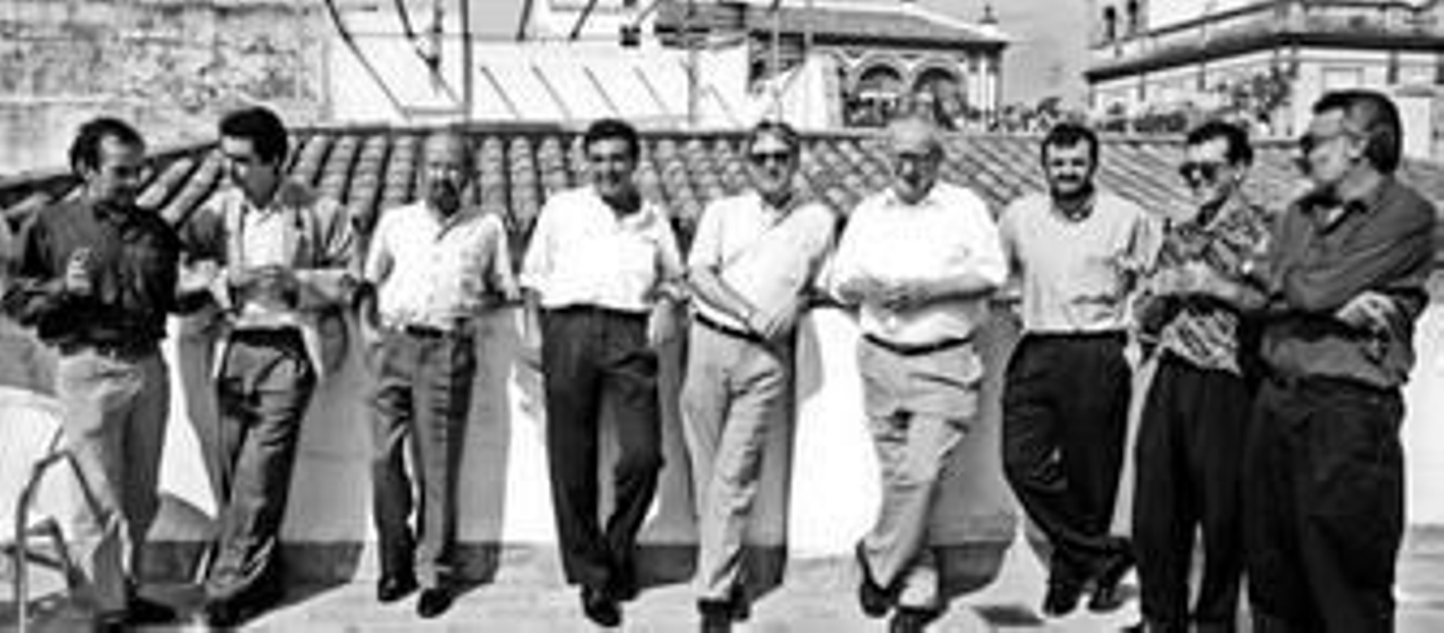 López Rodero, Muñoz Molina, Caballero Bonald, Juan Lebrón, Bernal, Borau, Rguez. de la Borbolla, Martín Domínguez y Betancort en Sevilla en 1990.
