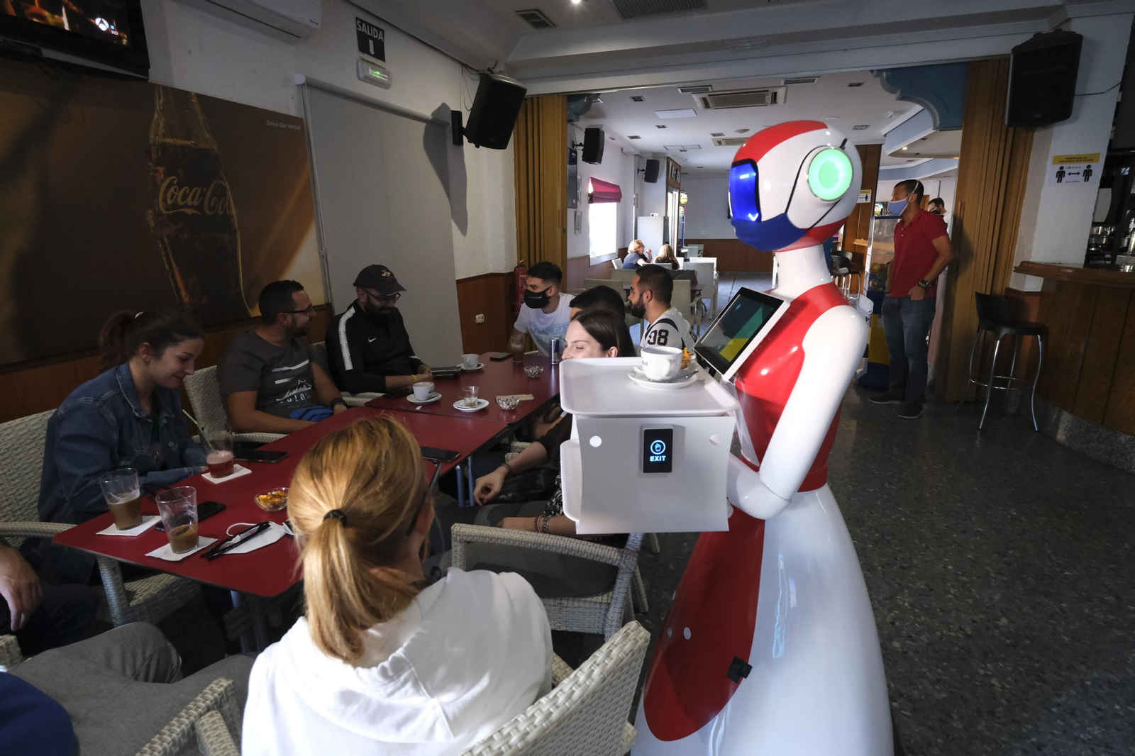 Fotogalería de Herbelita, la robot camarera de El Alquián.