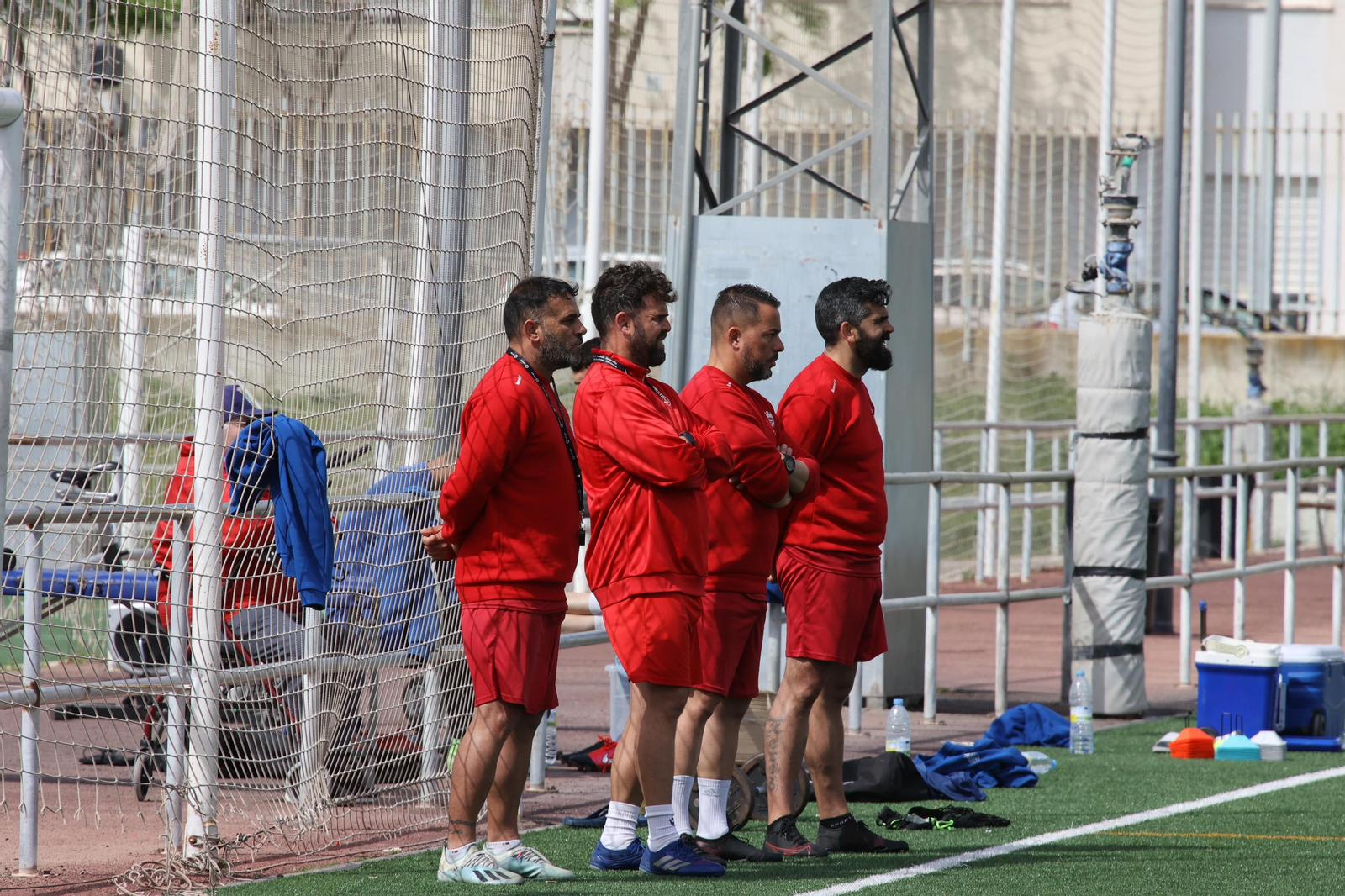 Emilio Fajardo y su cuerpo técnico siguen atentos un entrenamiento en La Granja.
