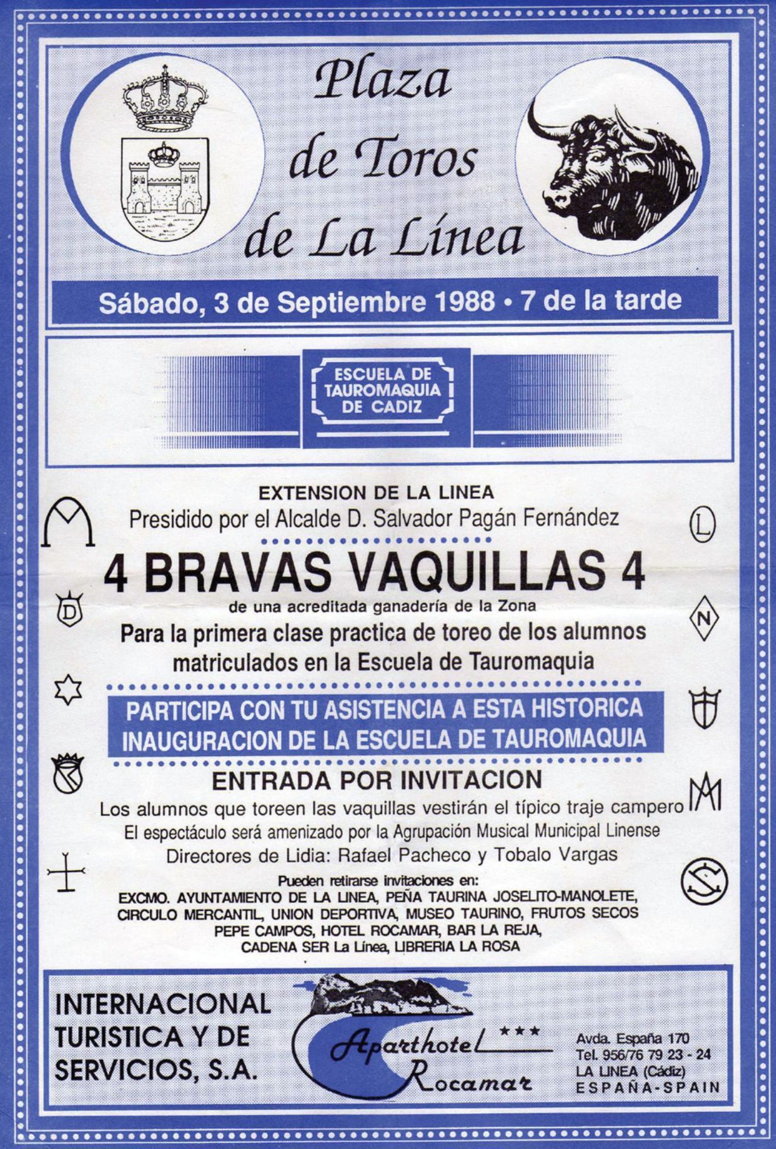 El cartel del primer festejo de la Escuela Taurina.