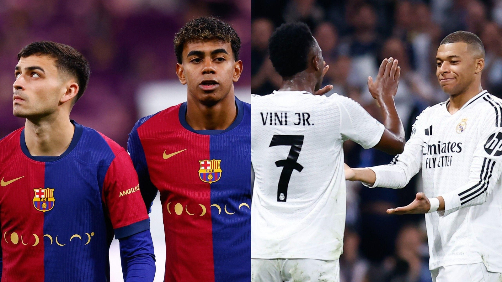 Pedri, Lamine Yamal, Vinícius y Mbappé, cuatro de las estrellas del clásico.