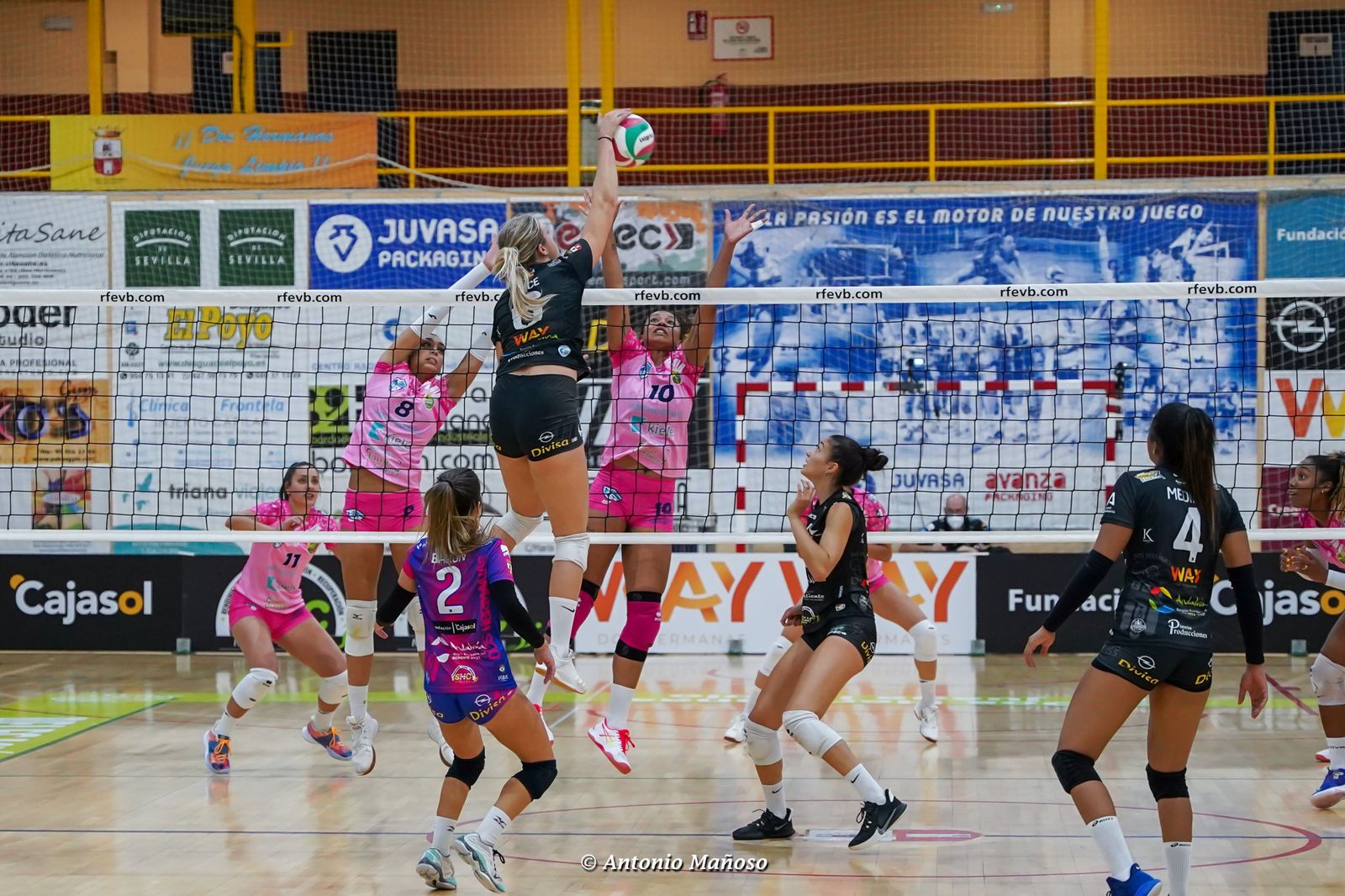 La norteamericana Niece remata una jugada en un partido del Cajasol.