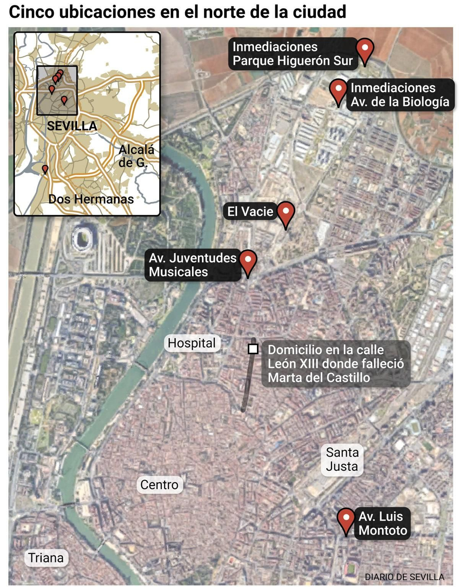 Localizaciones en Sevilla capital. Fuente: Informe pericial elaborado por Lazarus.
