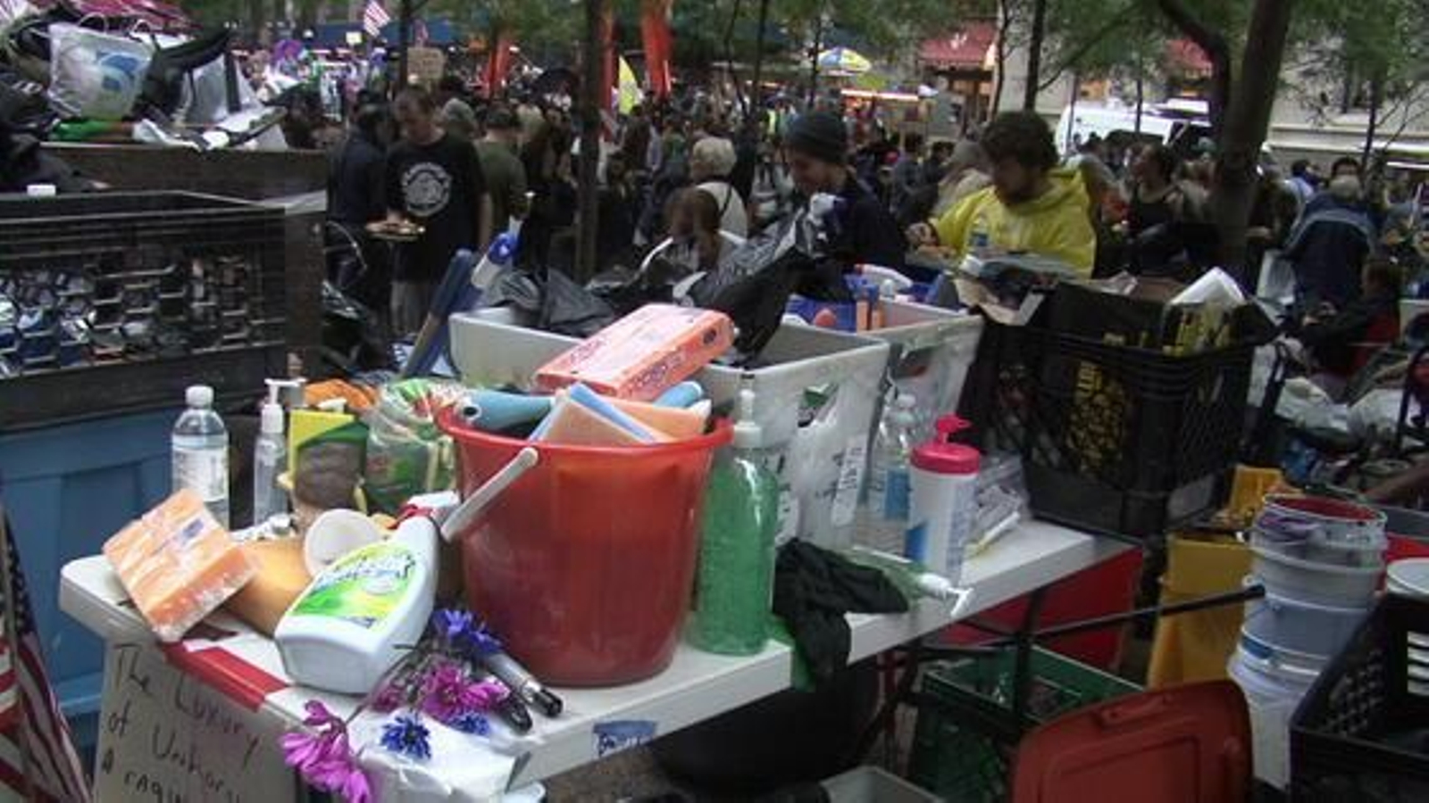 Campamento de indignado en Manhattan.

Foto: EFE
