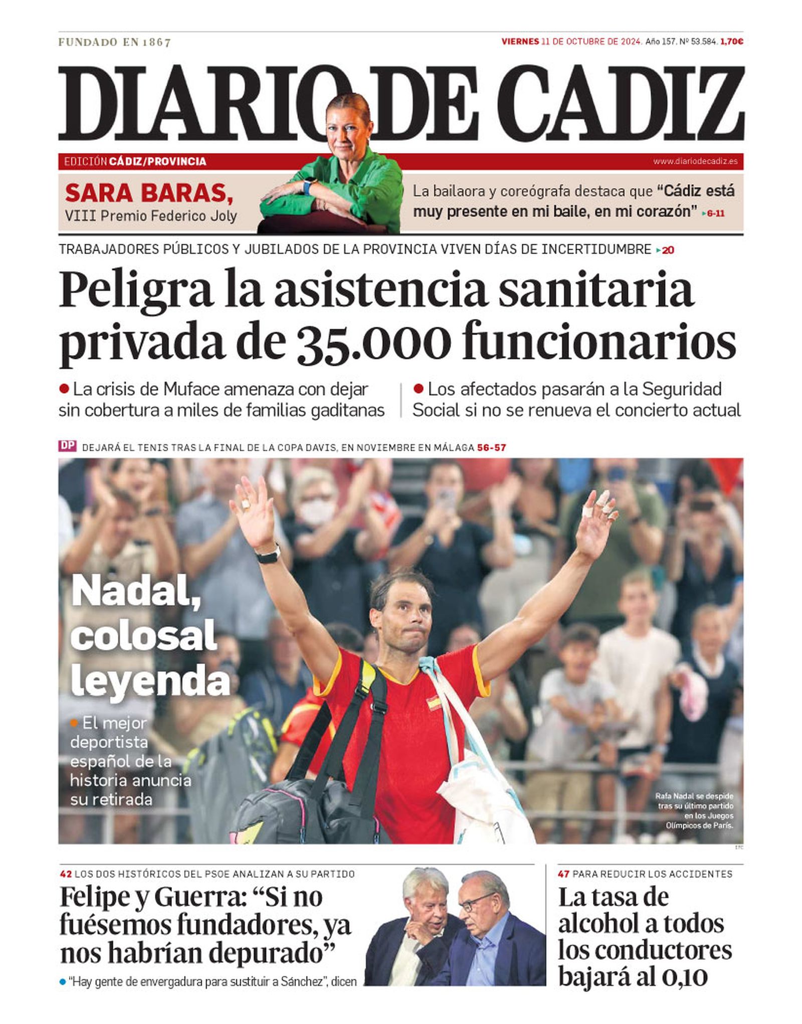 11 de octubre. Adiós a una leyenda del deporte nacional: Rafa Nadal anuncia su retirada.