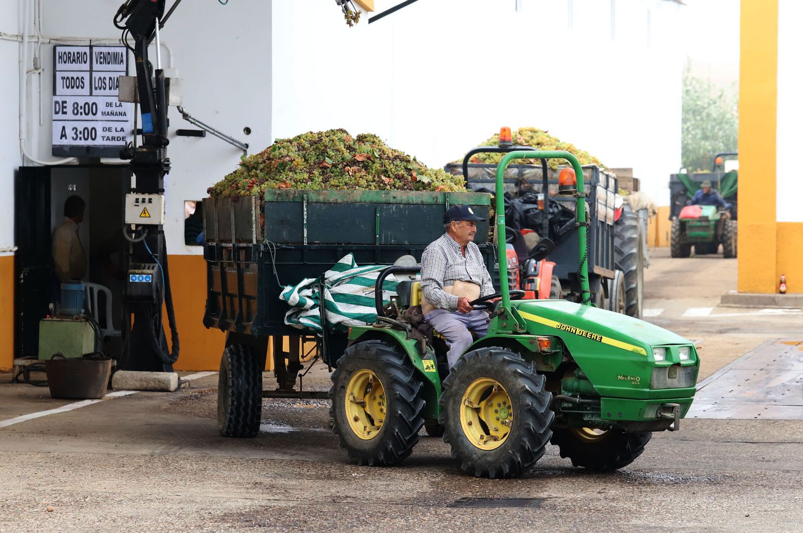 Los tractores llevan el género hasta las instalaciones.