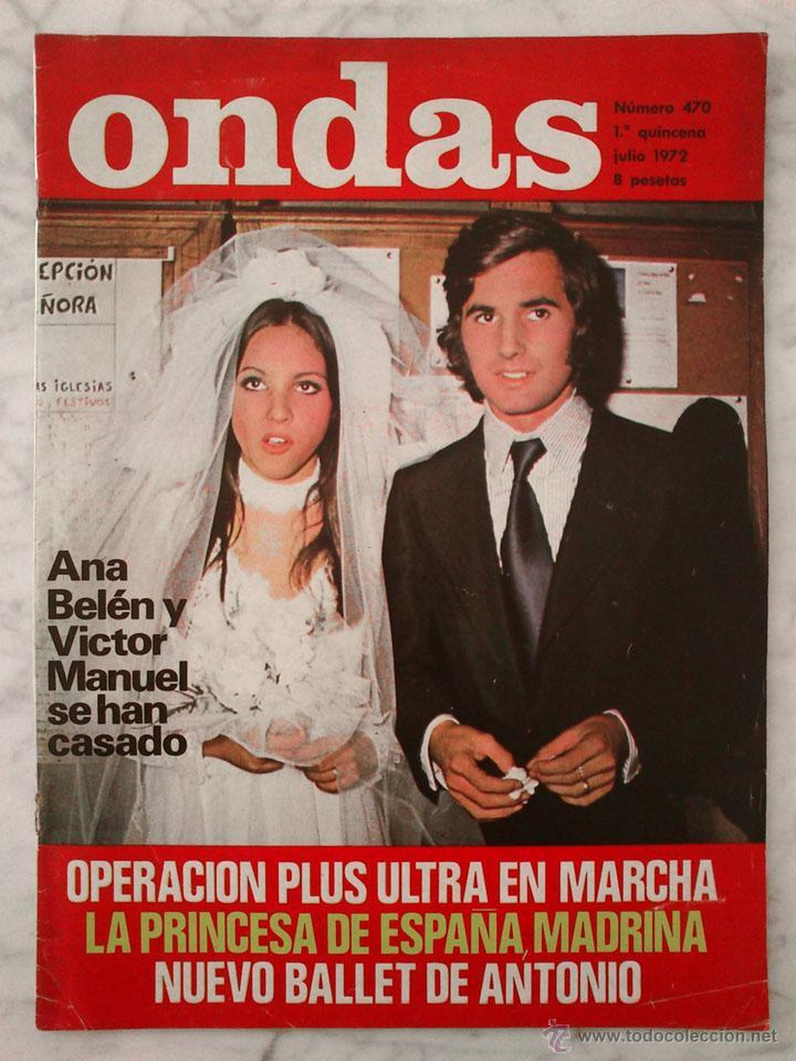 Portada de una revista de la época con las imágenes de la boda de Ana Belén y Victor Manuel.