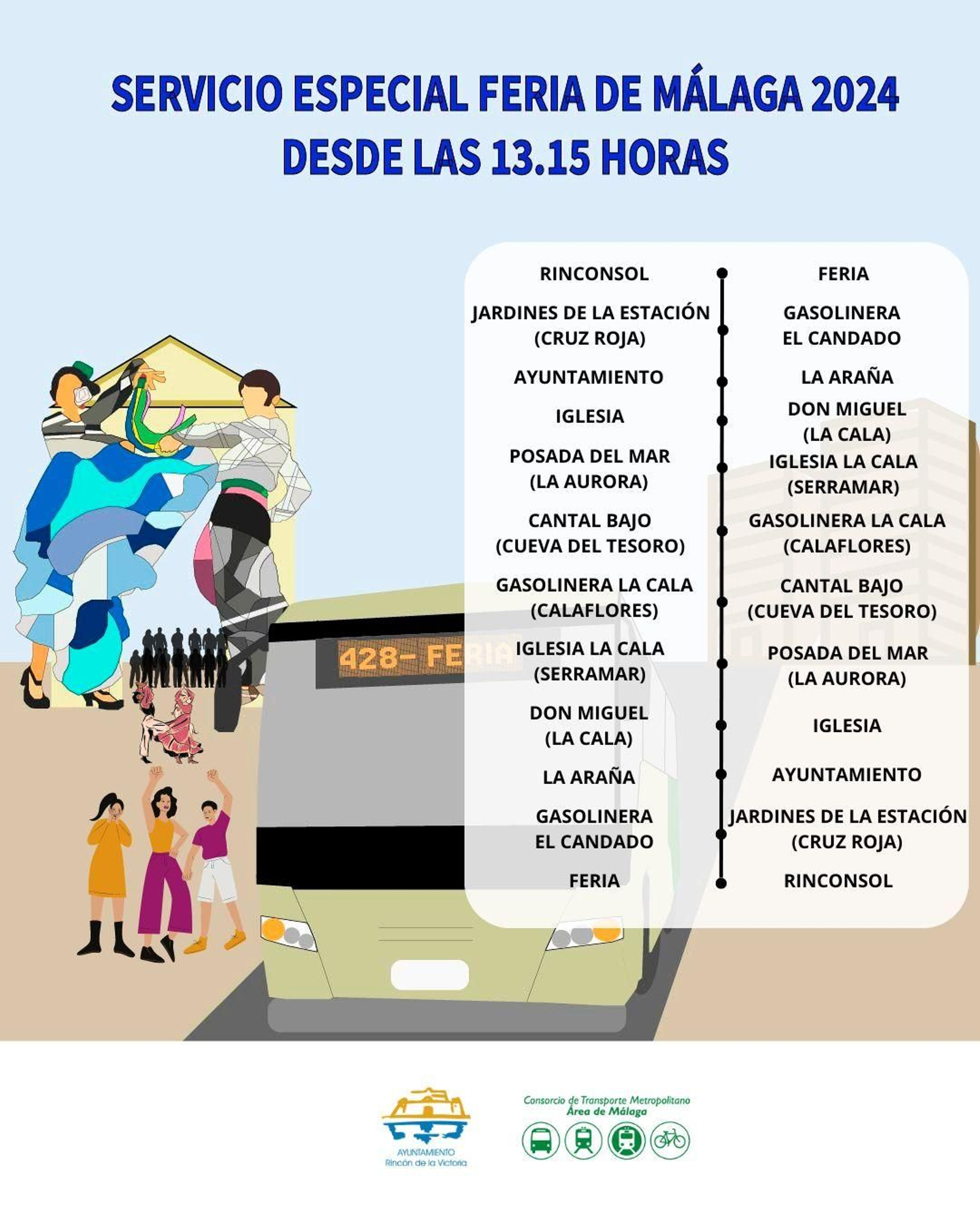 Paradas del M-428 durante la Feria de Málaga