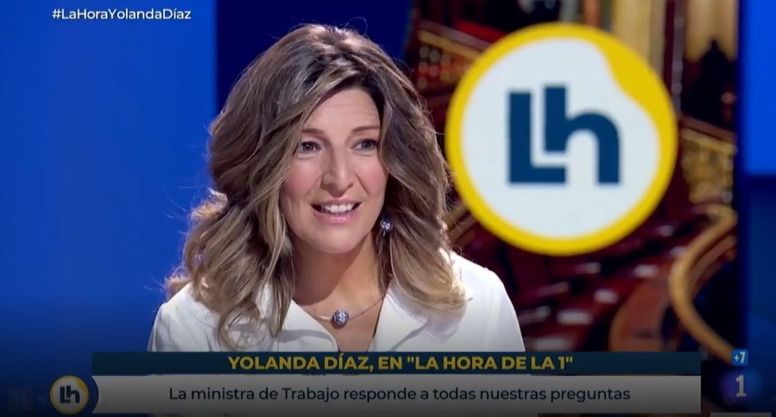 La ministra de Trabajo, Yolanda Díaz, durante una entrevista en TVE.