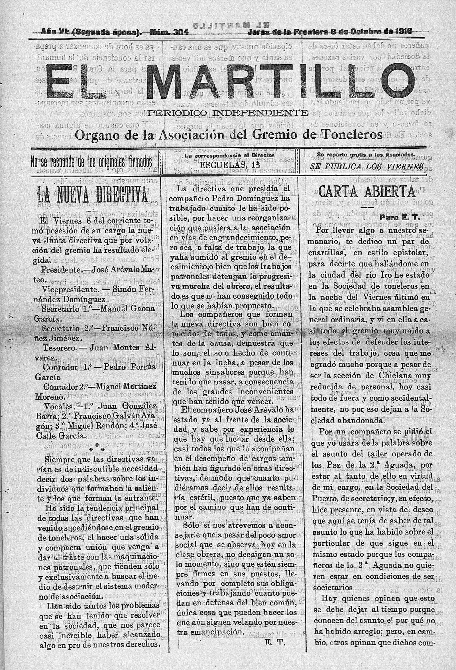 Ejemplar de 'El Martillo'.