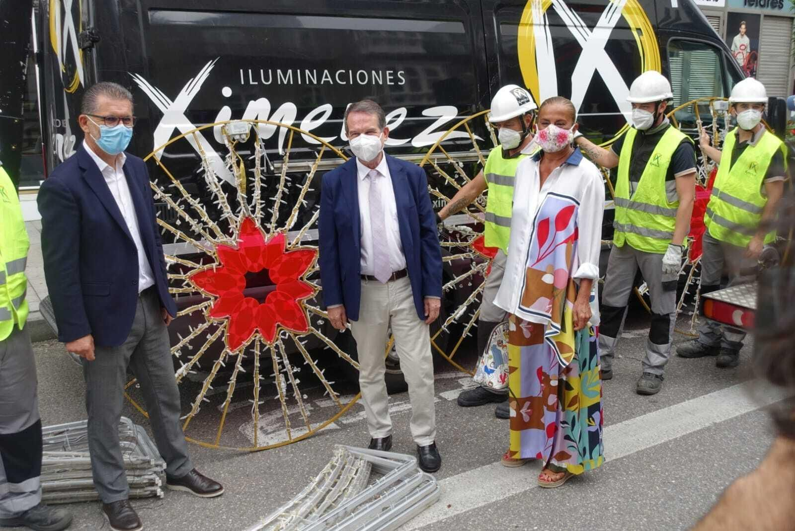 Ximenez inicia la instalación del alumbrado navideño en Vigo.