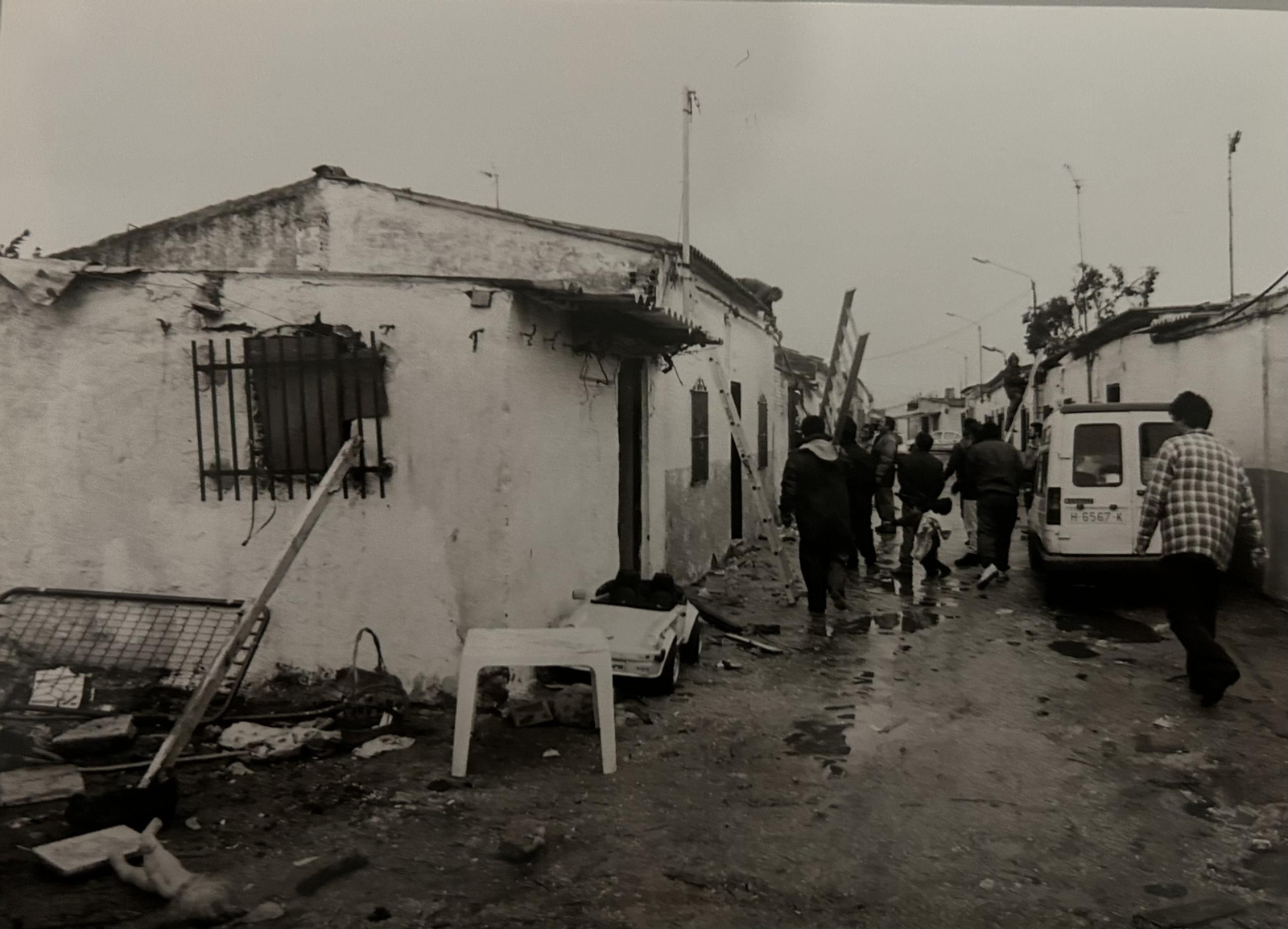 Efectos de las inundaciones de Huelva en 1996 en Marismas del Odiel y Barriada de la Navidad.