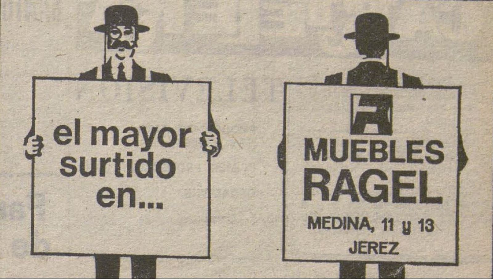 Original diseño publicitario de Muebles Ragel en 1976.