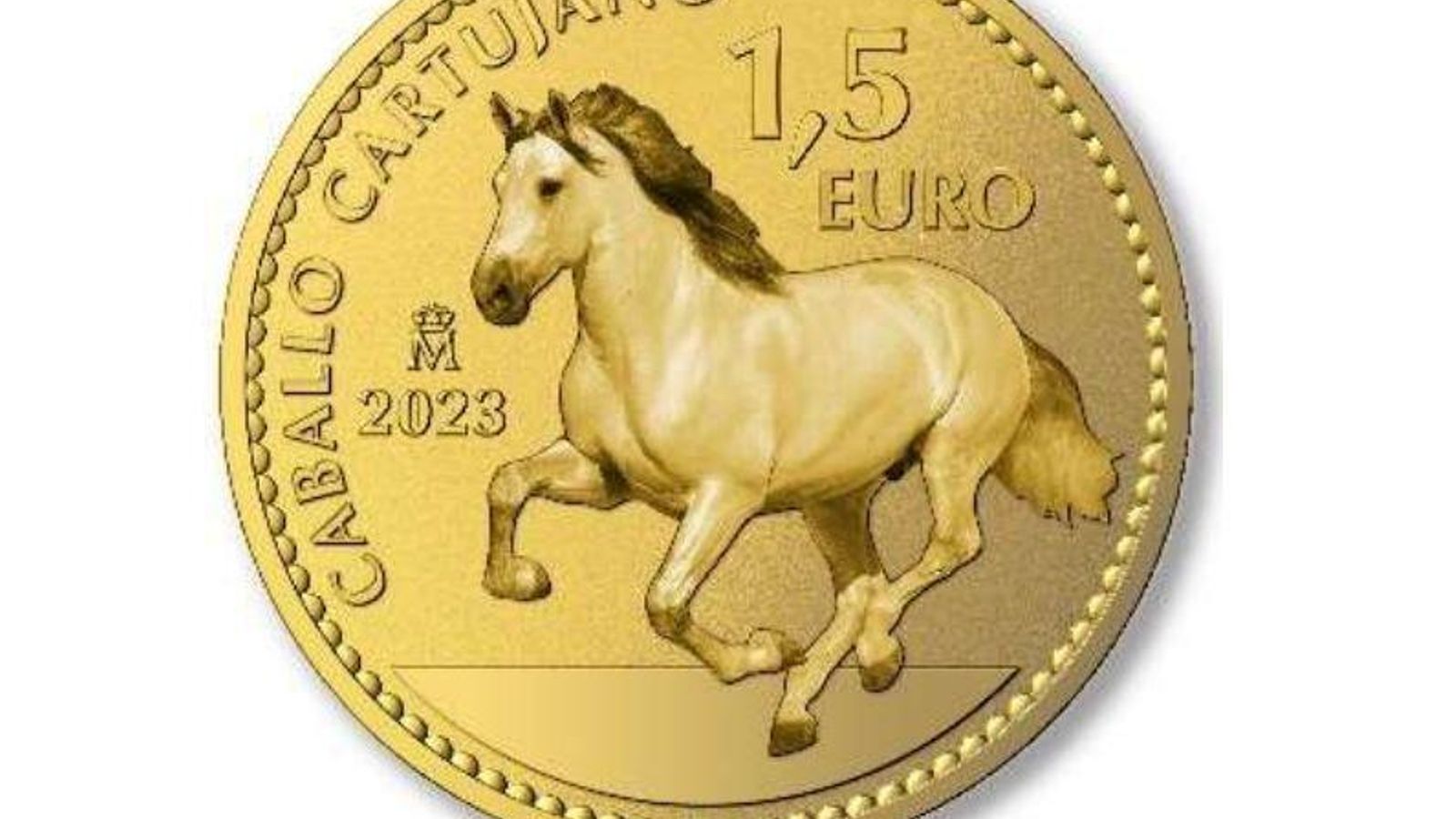 Reverso de la moneda dedicada al caballo cartujano.