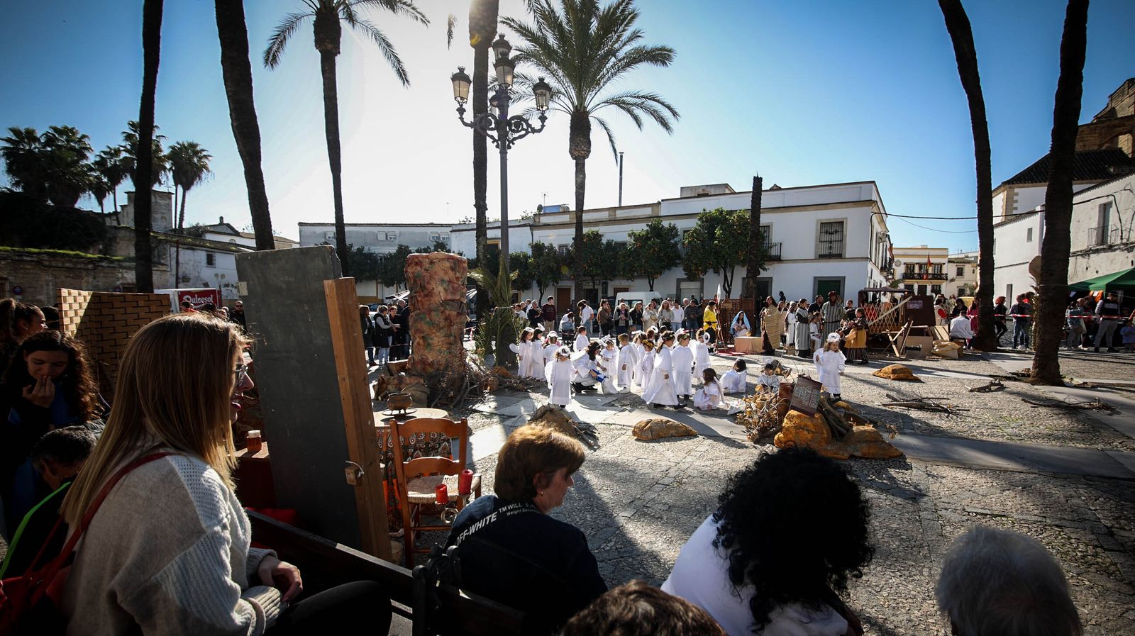 Belén viviente en la Plaza del Mercado de Jerez