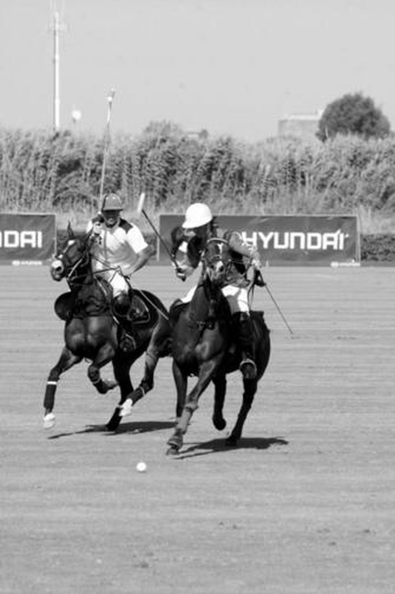 Un lance de un encuentro de alto handicap de la Copa de Bronce en el Santa María Polo Club.