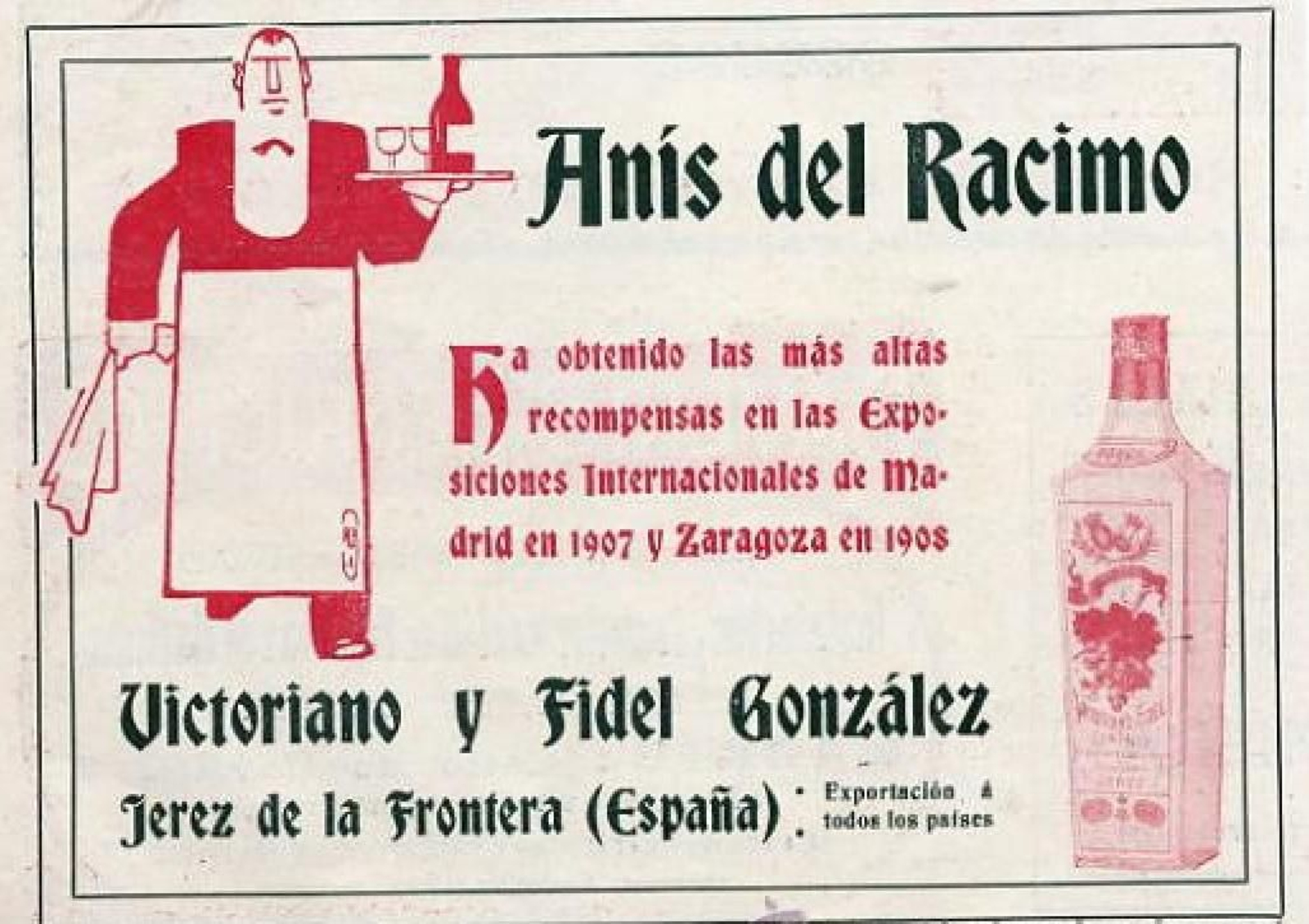 Publicidad de anís del Racimo.