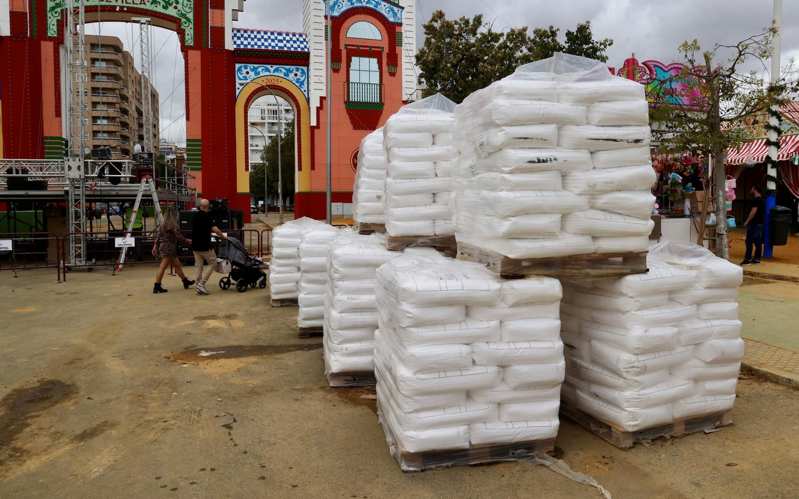 Los sacos de cloruro de calcio para asentar el albero.