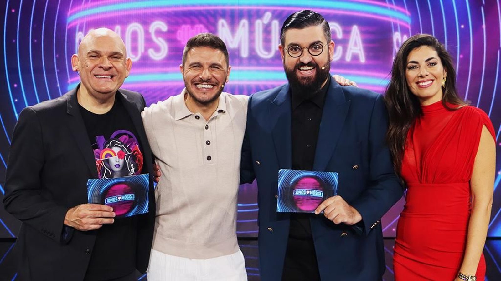 Joaquín Sánchez, invitado de 'Somos Música', con Luis Lara, Manu Sánchez y Nya de la Rubia