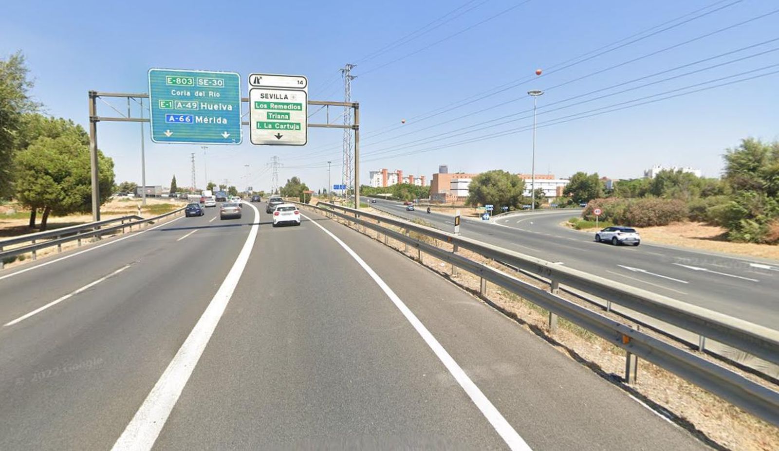 La SE-30 a la altura a la que ha tenido lugar el accidente.