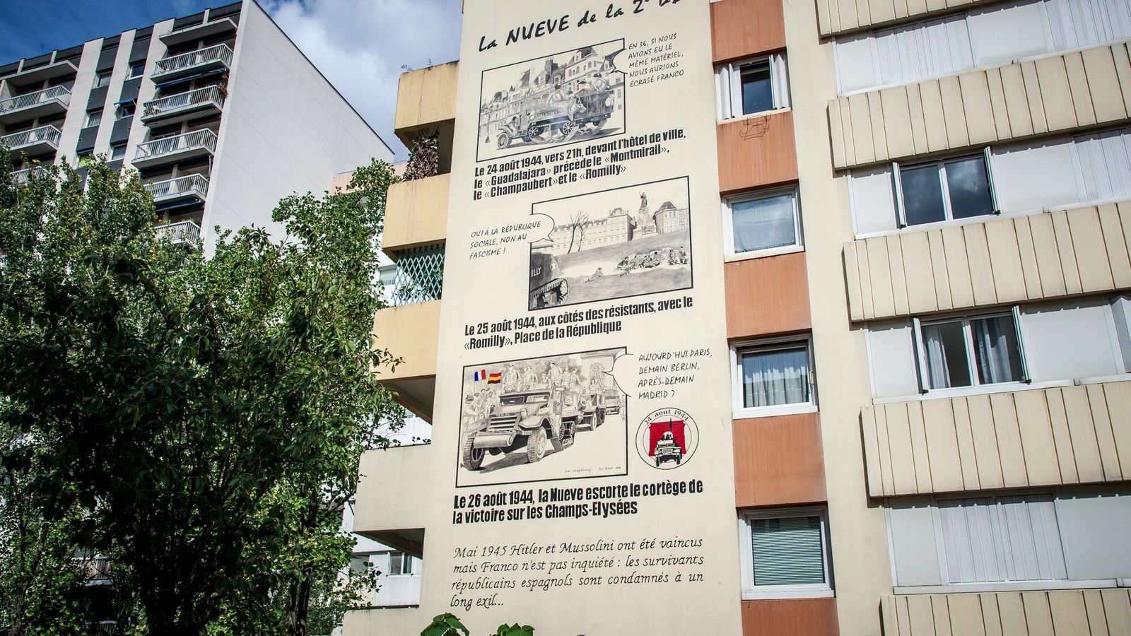 El mural en el edificio parisino