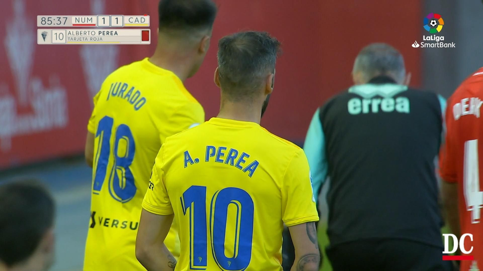 La expulsión de Alberto Perea contra el Numancia