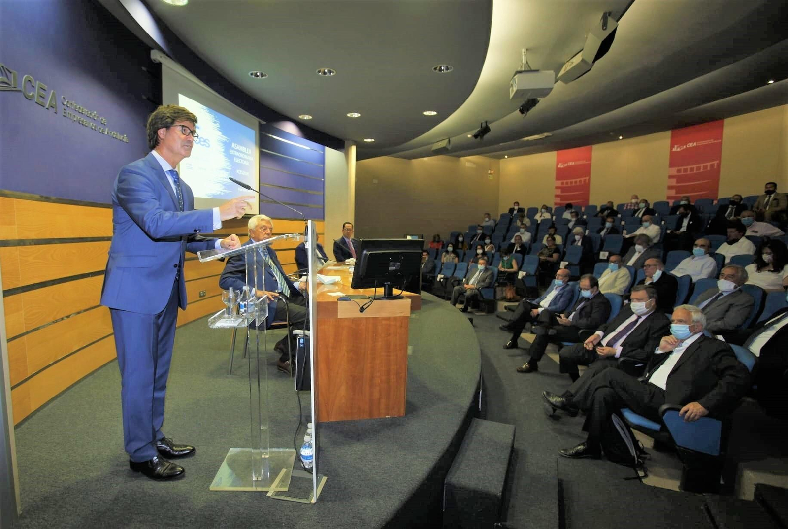 Miguel Rus en su discurso este miércoles en la asamblea electoral de la CES, celebrada en la sede de la CEA de la Cartuja.