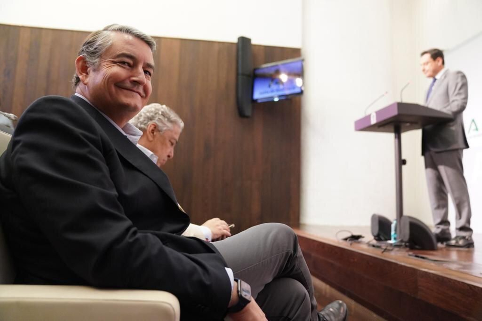 Antonio Sanz, este lunes durante la comparecencia del presidente de la Junta. Antonio Sanz, este lunes durante la comparecencia del presidente de la Junta.