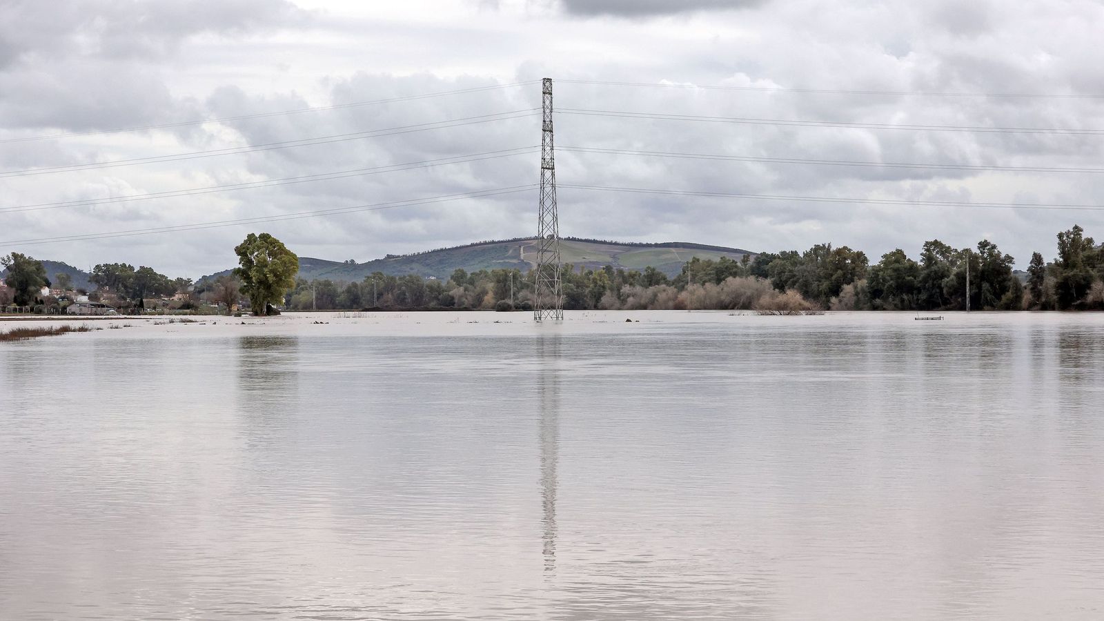 El Guadalete comienza a bajar su nivel poco a poco por la zona rural de Jerez