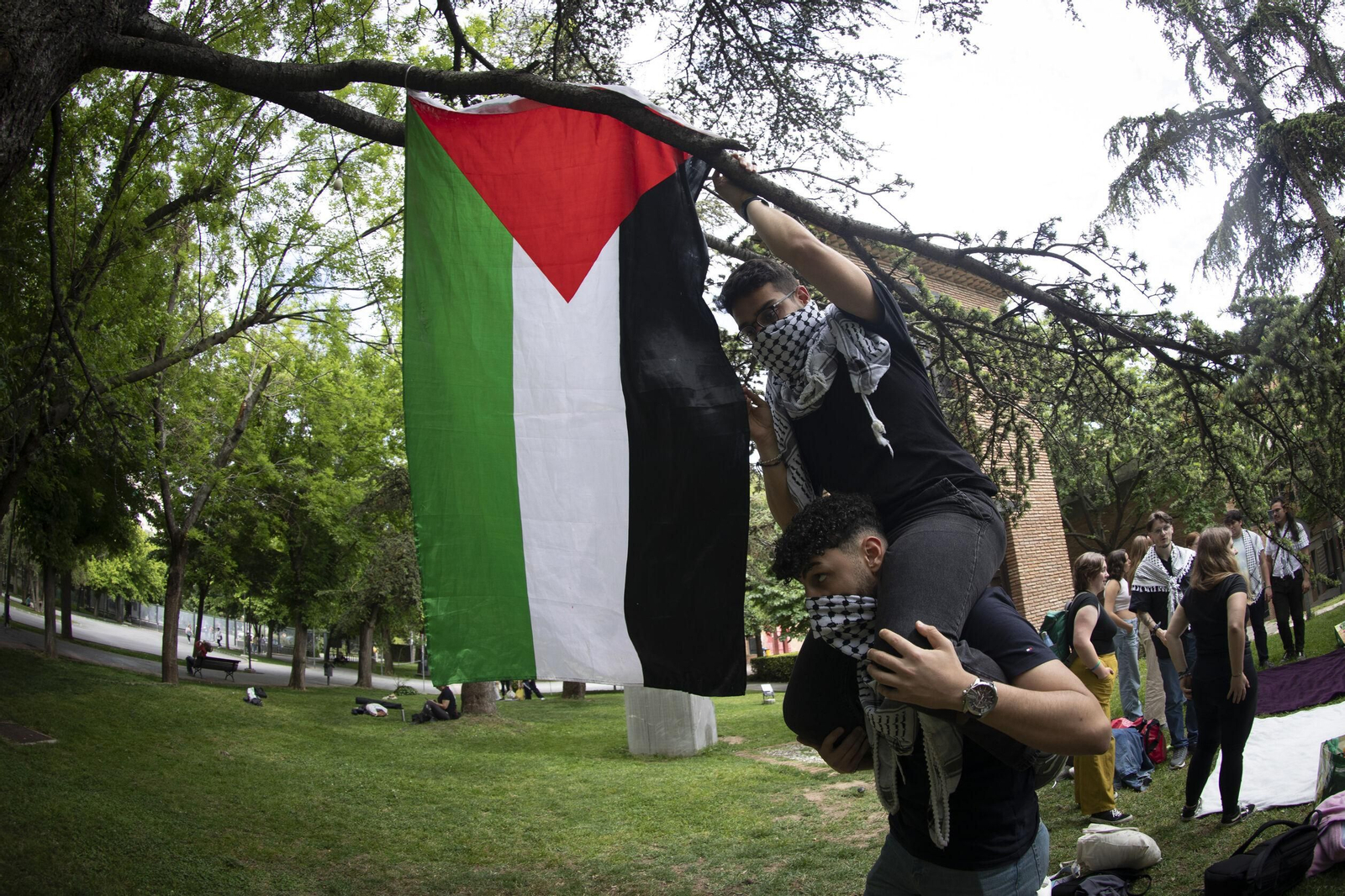 Estudiantes de la Universidad de Granada protagonizan una acampada a favor de Palestina en los Paseillos Universitarios