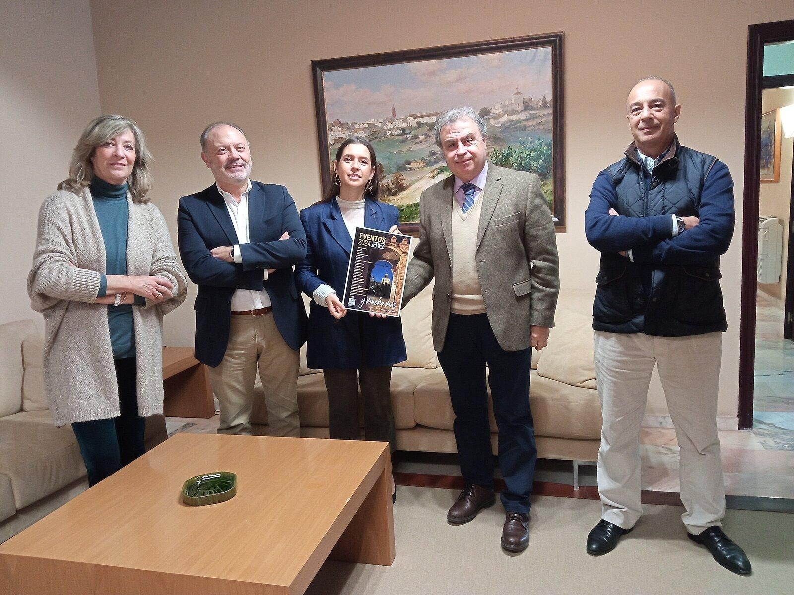 Un instante de la reunión entre los responsables de Iberia y del Ayuntamiento de Jerez