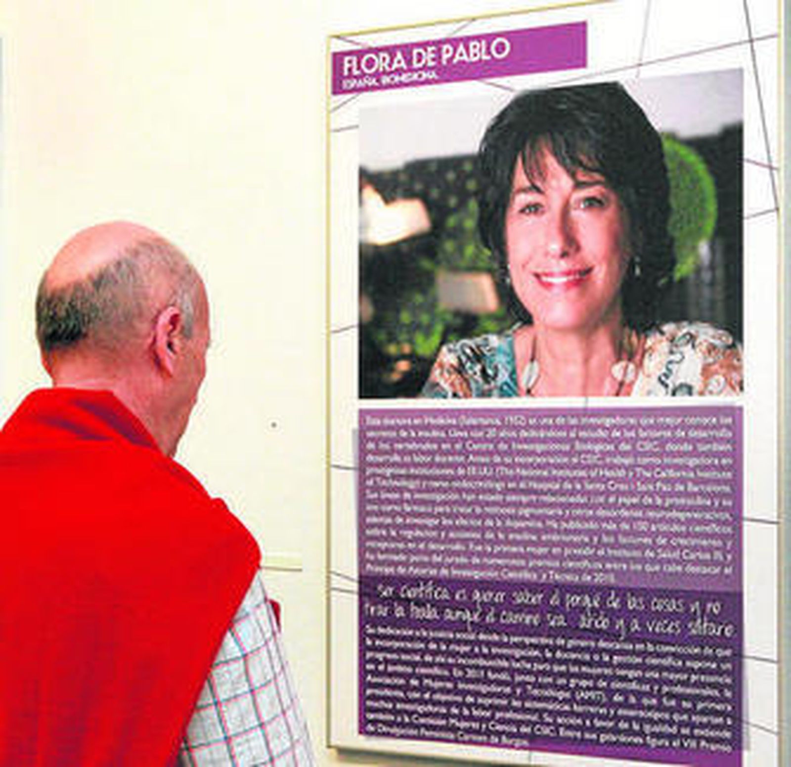 Un vistante observa uno de los paneles de la muestra.