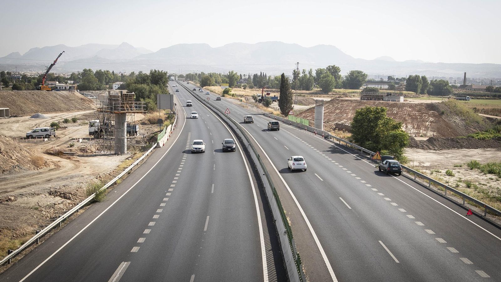 Vista panorámica de las obras de conexión entre las dos autovías