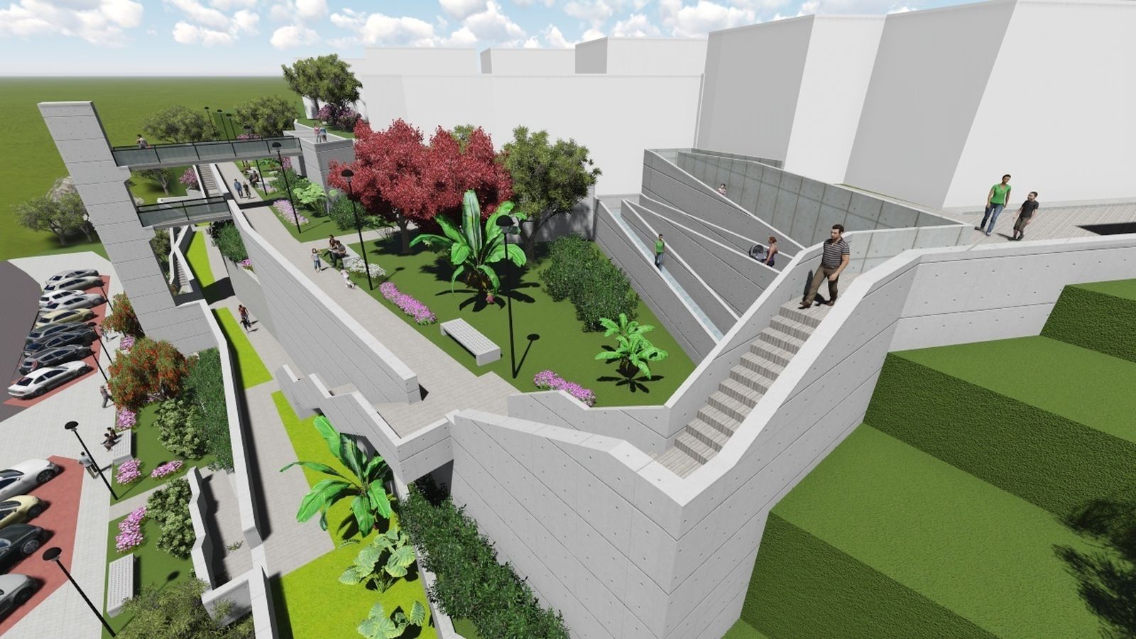 Imagen de la plaza escalonada.